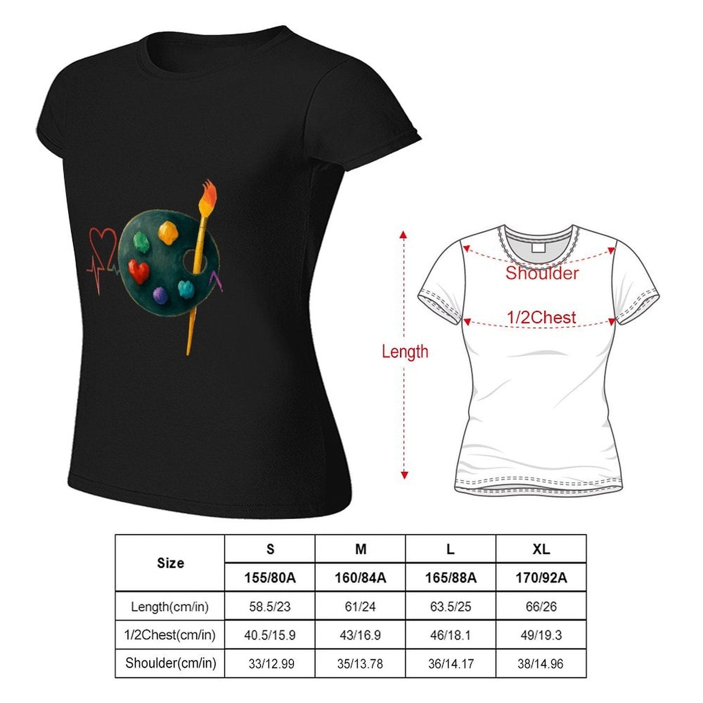 Gildan T-shirt Women Artistic Heartbeat Connection Spring and Summer Round Neck Short - sleeved Tops Women's Casual Sports T-shirt - TrendyLookz