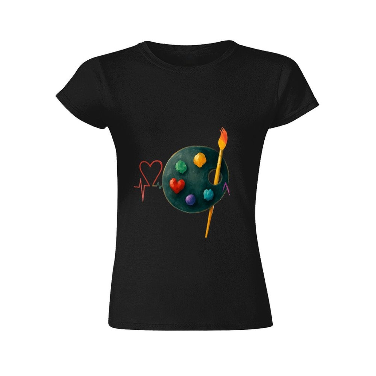 Gildan T-shirt Women Artistic Heartbeat Connection Spring and Summer Round Neck Short - sleeved Tops Women's Casual Sports T-shirt - TrendyLookz