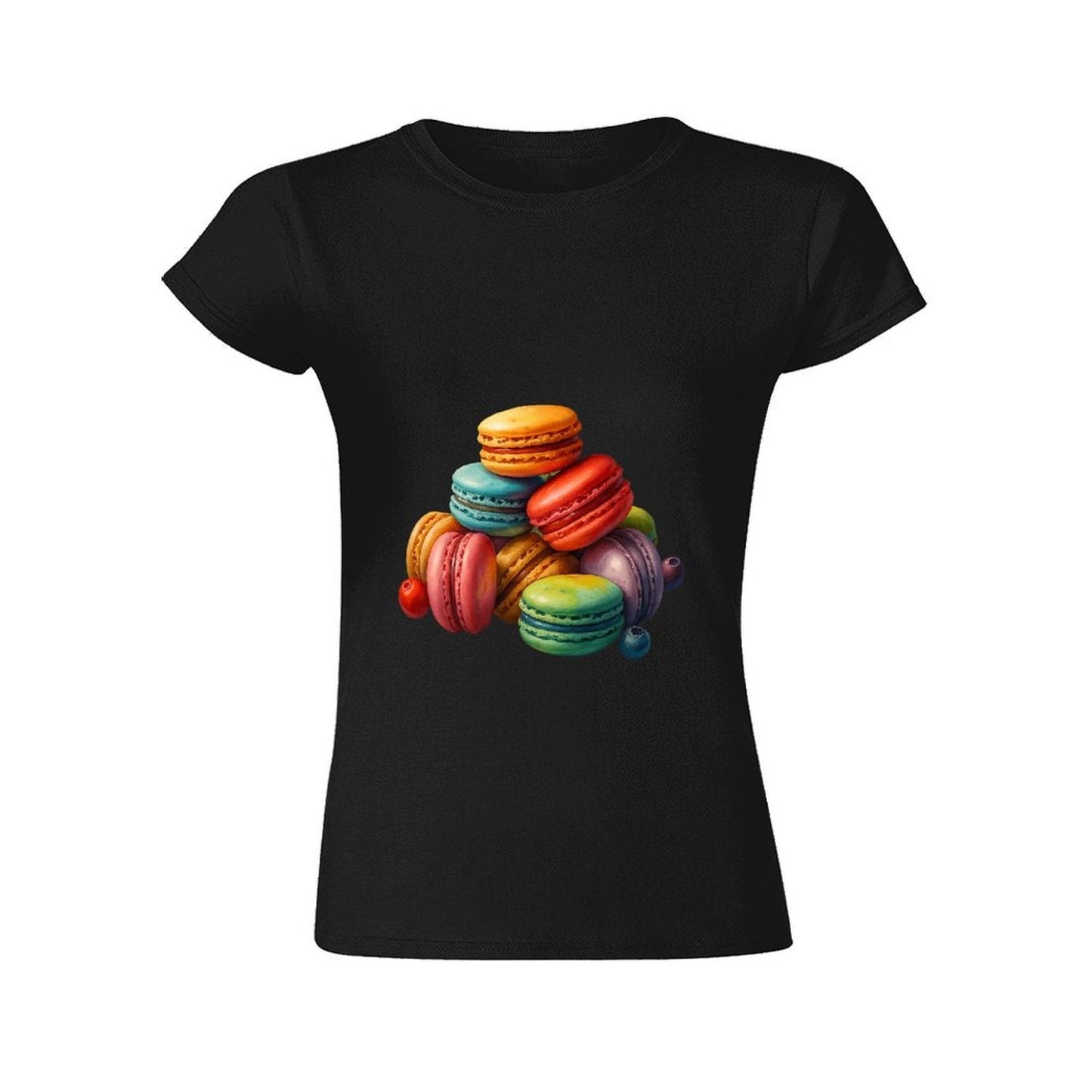 Gildan T-shirt Women Colorful Macarons with Fruits Spring and Summer Round Neck Short - sleeved Tops Women's Casual Sports T-shirt - TrendyLookz