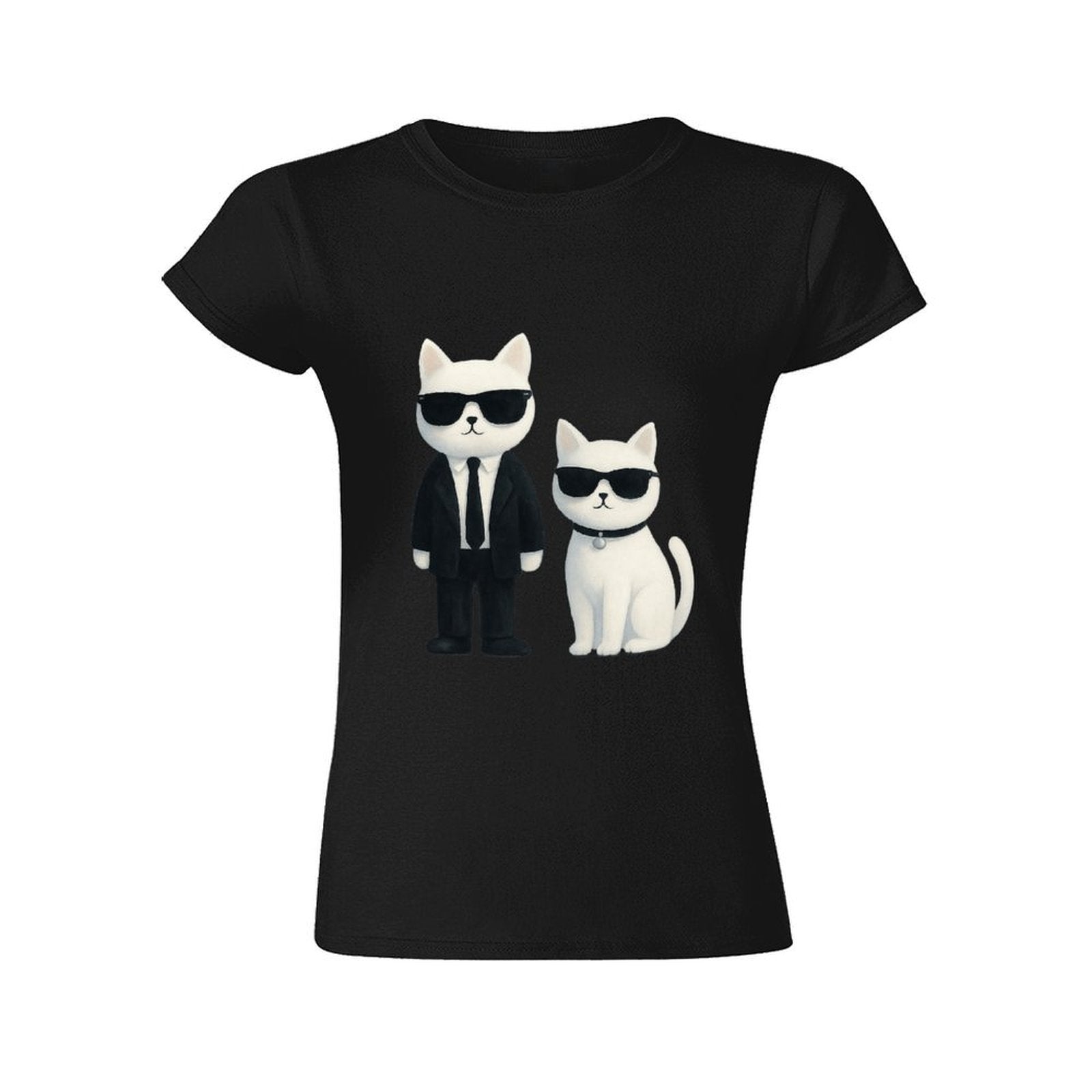 Gildan T-shirt Women Cool Cats in Sunglasses Spring and Summer Round Neck Short - sleeved Tops Women's Casual Sports T-shirt - TrendyLookz