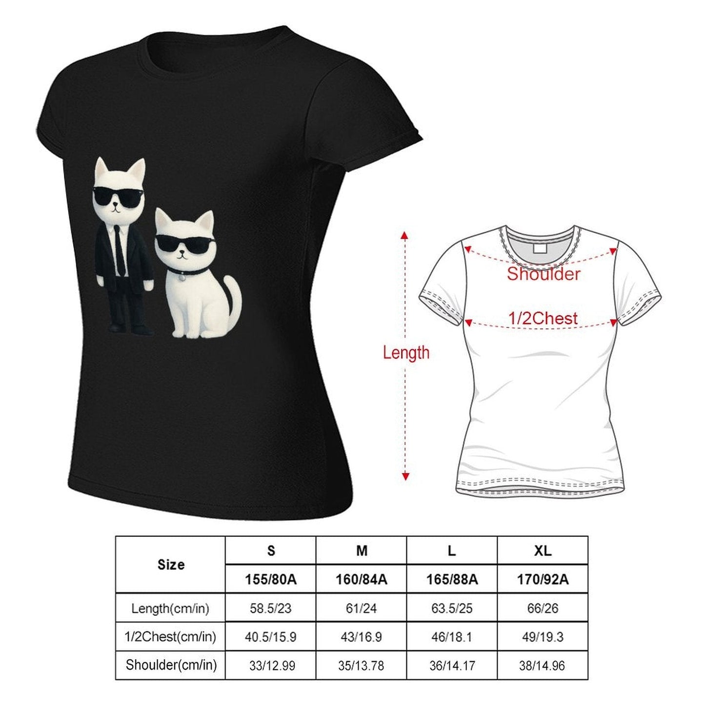Gildan T-shirt Women Cool Cats in Sunglasses Spring and Summer Round Neck Short - sleeved Tops Women's Casual Sports T-shirt - TrendyLookz