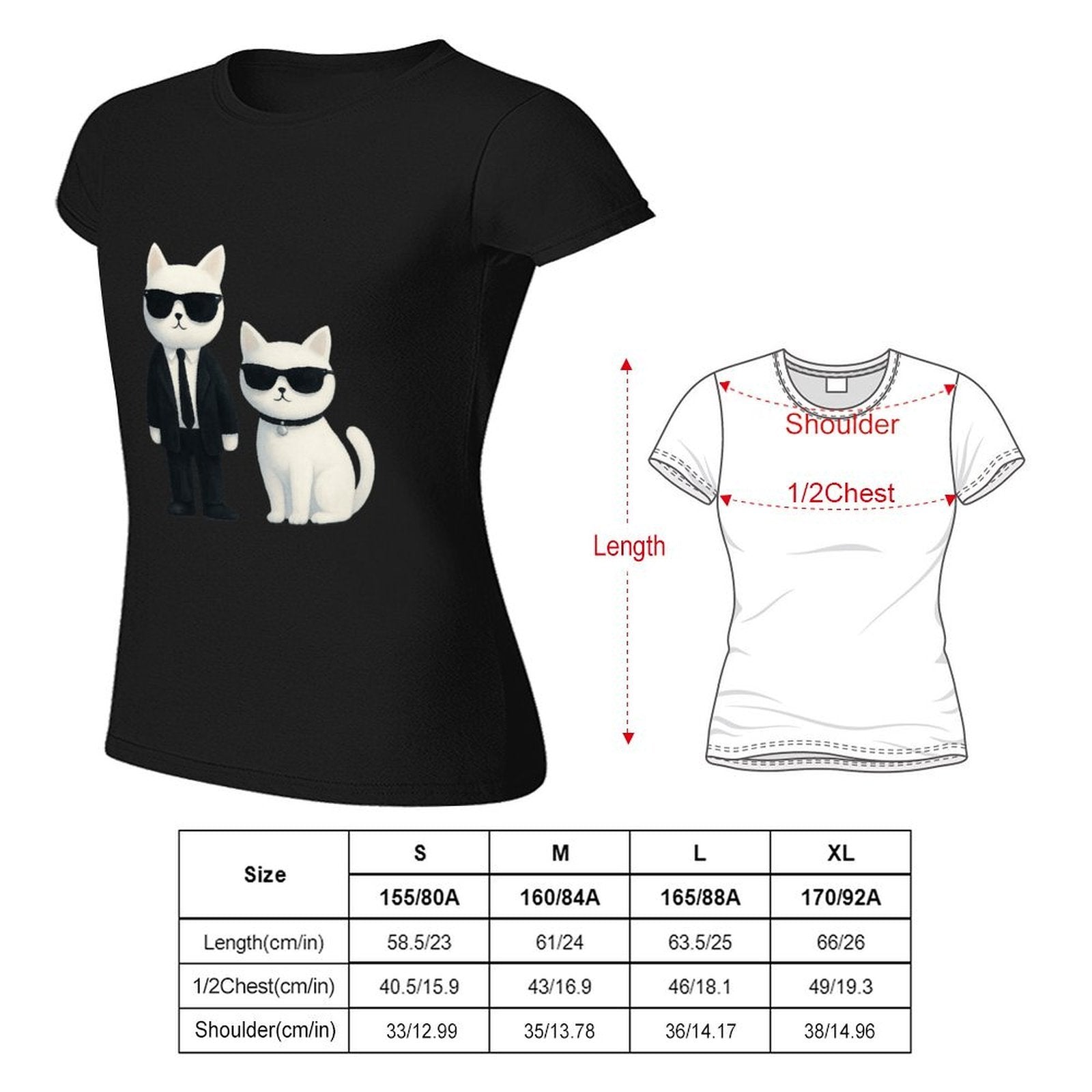 Gildan T-shirt Women Cool Cats in Sunglasses Spring and Summer Round Neck Short - sleeved Tops Women's Casual Sports T-shirt - TrendyLookz