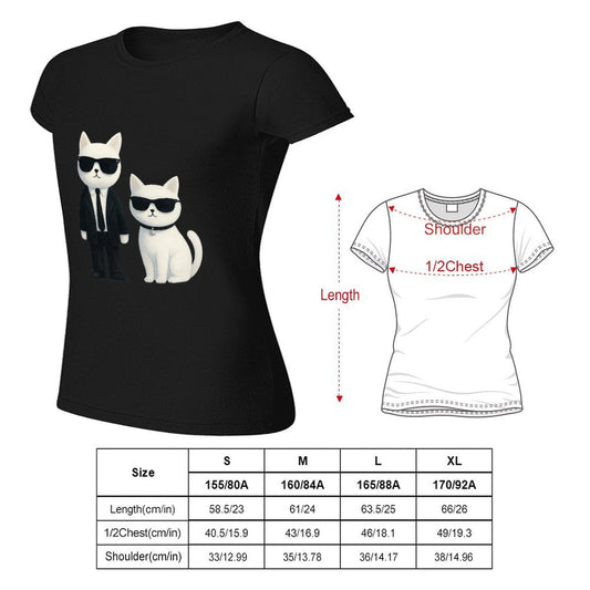 Gildan T-shirt Women Cool Cats in Sunglasses Spring and Summer Round Neck Short - sleeved Tops Women's Casual Sports T-shirt - TrendyLookz