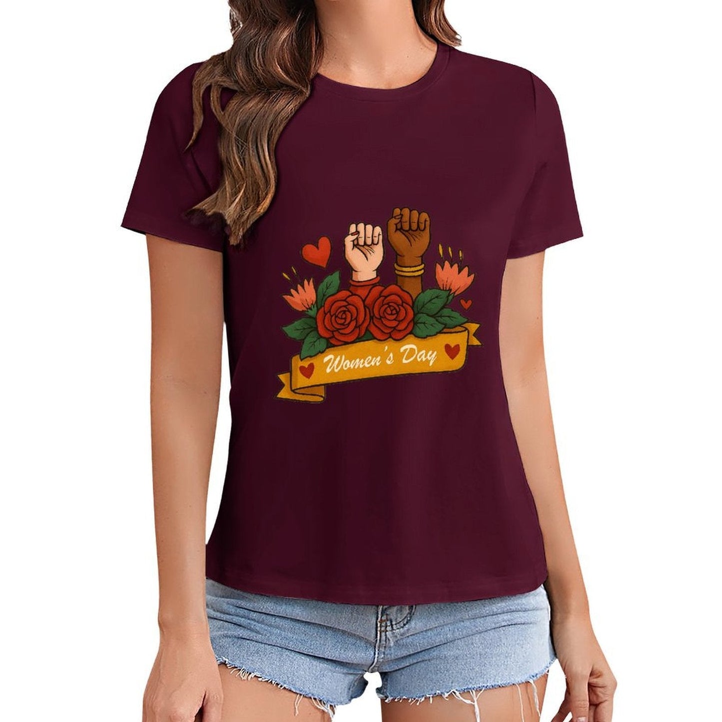 Gildan T-shirt Women Empowerment And Unity Celebration Spring and Summer Round Neck Short - sleeved Tops Women's Casual Sports T-shirt - TrendyLookz