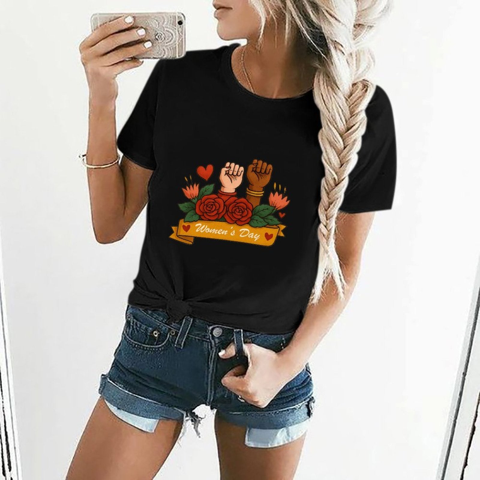 Gildan T-shirt Women Empowerment And Unity Celebration Spring and Summer Round Neck Short - sleeved Tops Women's Casual Sports T-shirt - TrendyLookz