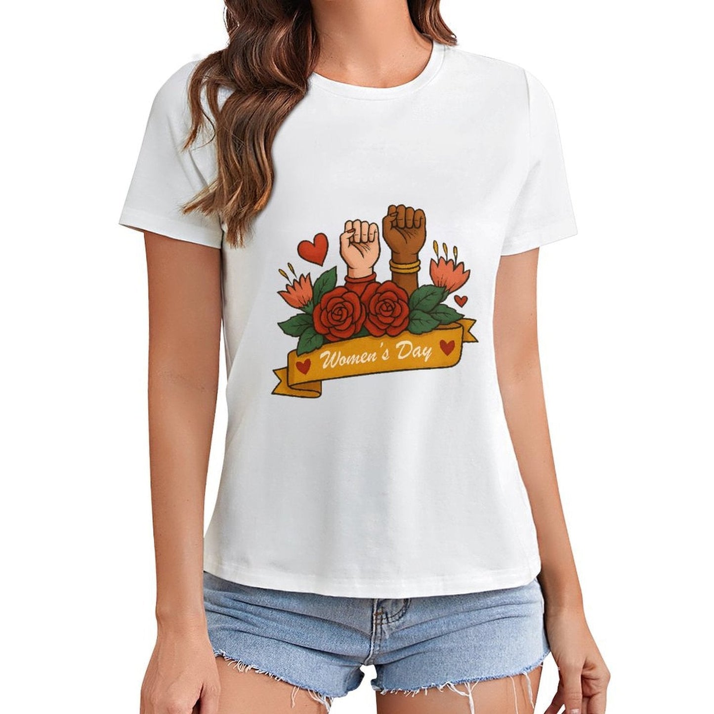 Gildan T-shirt Women Empowerment And Unity Celebration Spring and Summer Round Neck Short - sleeved Tops Women's Casual Sports T-shirt - TrendyLookz