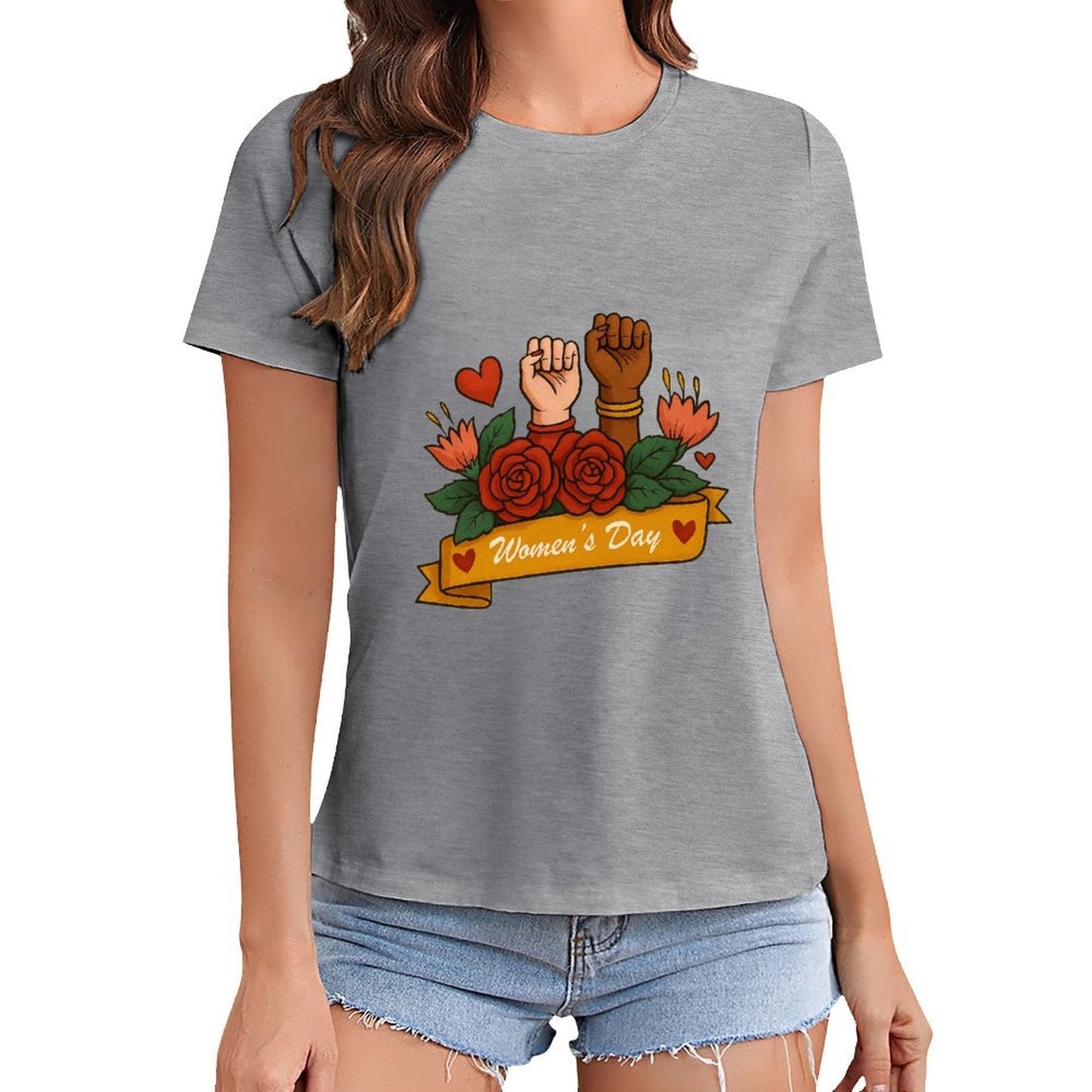 Gildan T-shirt Women Empowerment And Unity Celebration Spring and Summer Round Neck Short - sleeved Tops Women's Casual Sports T-shirt - TrendyLookz