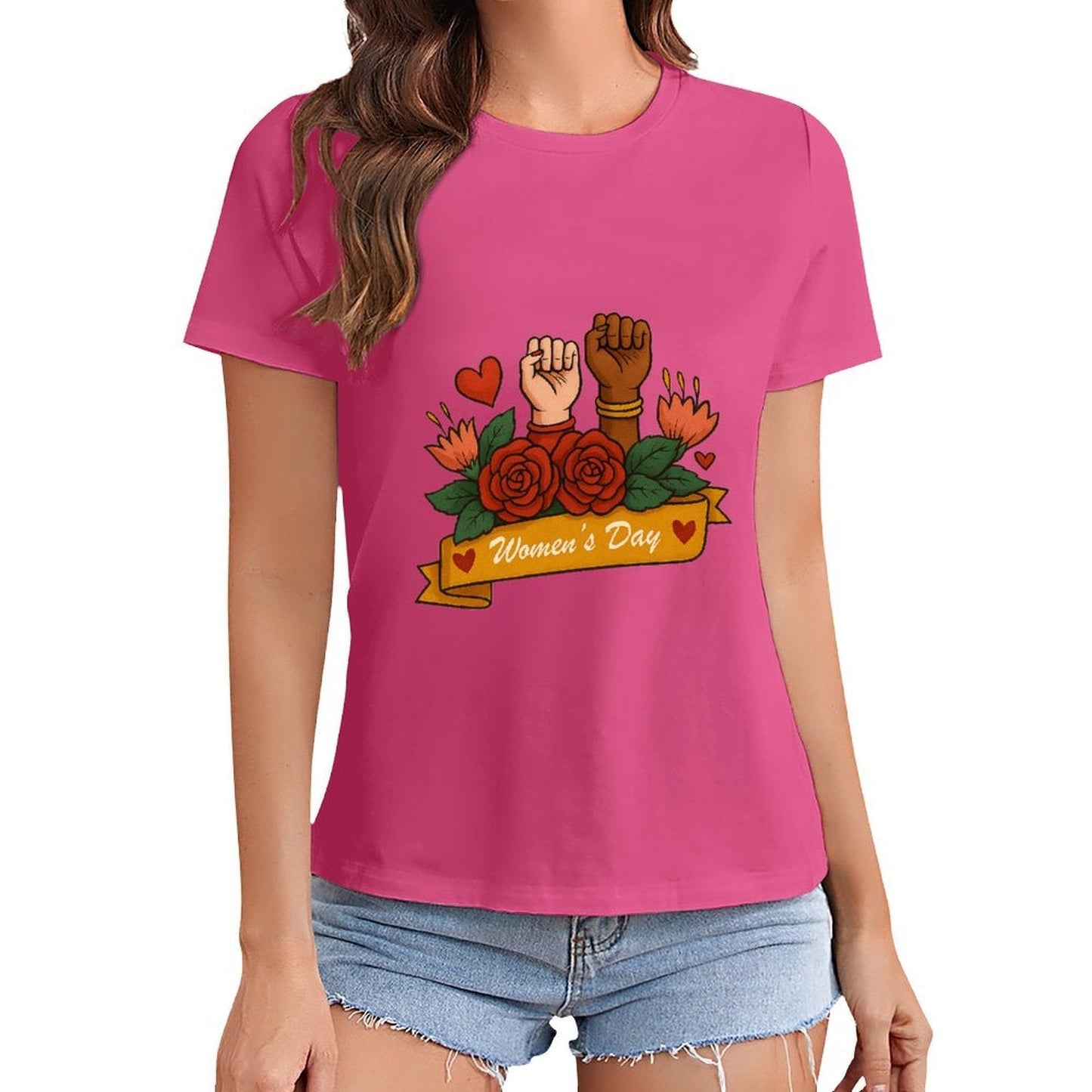 Gildan T-shirt Women Empowerment And Unity Celebration Spring and Summer Round Neck Short - sleeved Tops Women's Casual Sports T-shirt - TrendyLookz