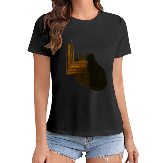 Gildan T-shirt Women Existence in Doubt Spring and Summer Round Neck Short - sleeved Tops Women's Casual Sports T-shirt - TrendyLookz