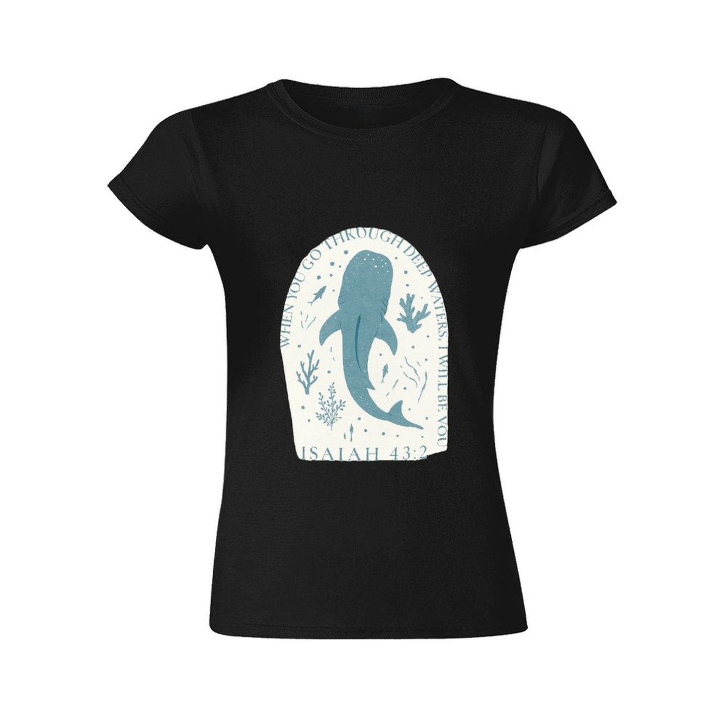 Gildan T-shirt Women Faith Through Deep Waters Spring and Summer Round Neck Short - sleeved Tops Women's Casual Sports T-shirt - TrendyLookz