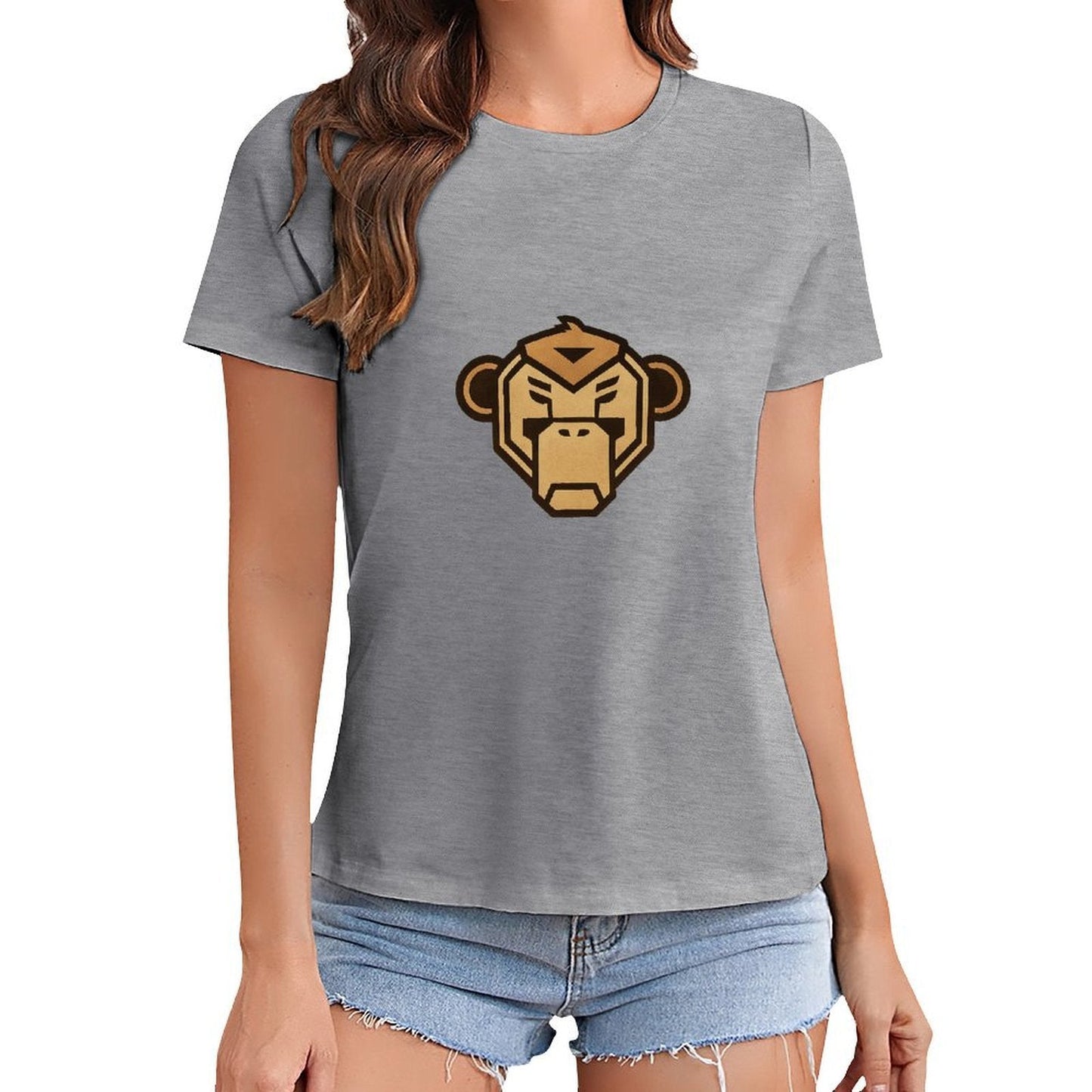 Gildan T-shirt Women Fierce Monkey Logo Design Spring and Summer Round Neck Short - sleeved Tops Women's Casual Sports T-shirt - TrendyLookz