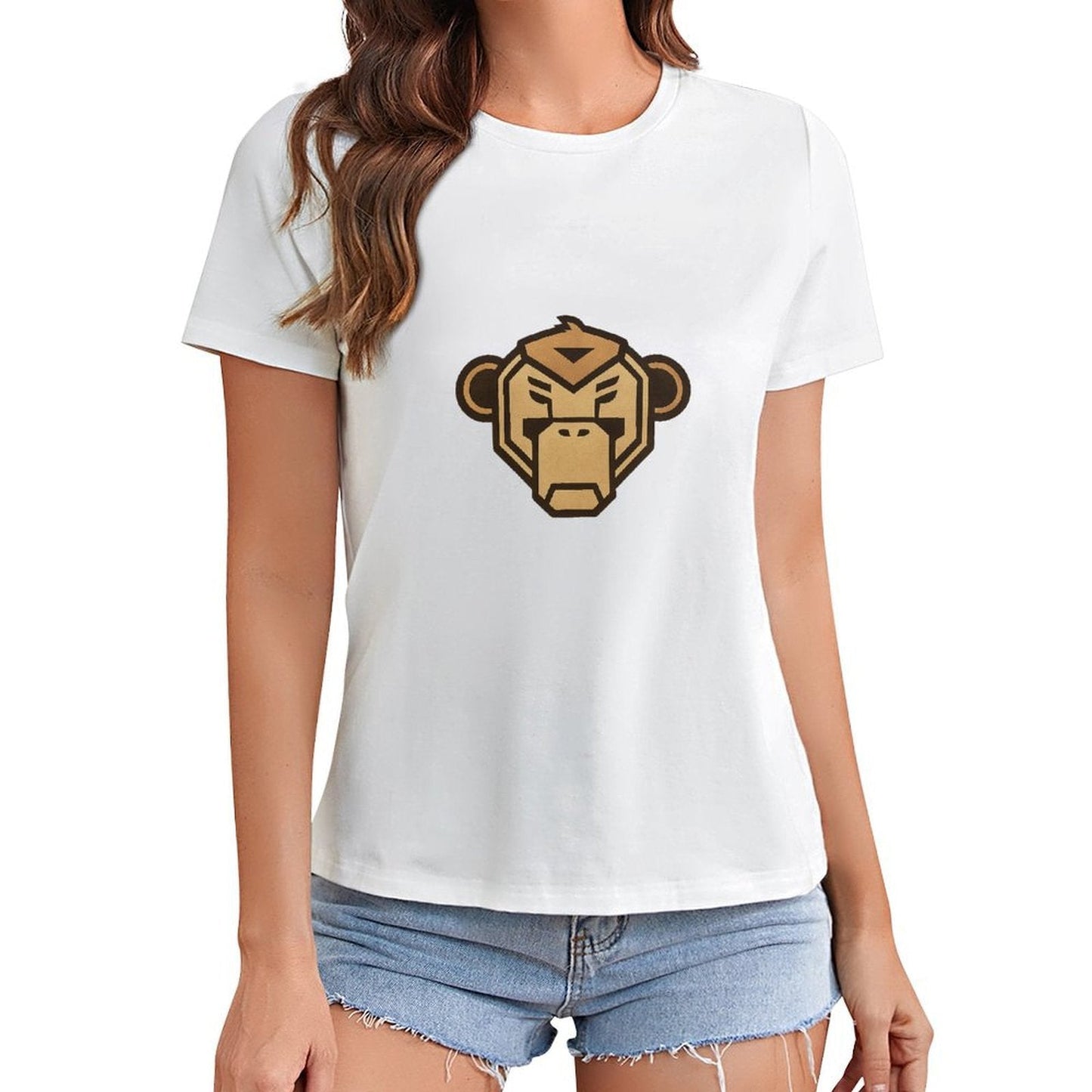 Gildan T-shirt Women Fierce Monkey Logo Design Spring and Summer Round Neck Short - sleeved Tops Women's Casual Sports T-shirt - TrendyLookz