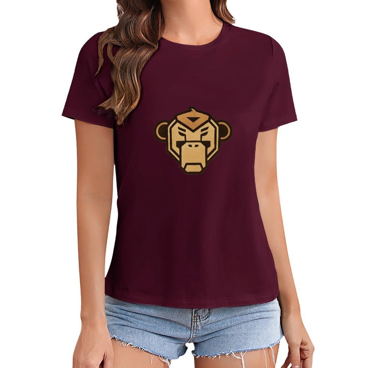 Gildan T-shirt Women Fierce Monkey Logo Design Spring and Summer Round Neck Short - sleeved Tops Women's Casual Sports T-shirt - TrendyLookz