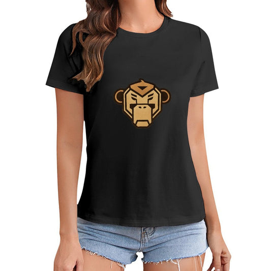 Gildan T-shirt Women Fierce Monkey Logo Design Spring and Summer Round Neck Short - sleeved Tops Women's Casual Sports T-shirt - TrendyLookz