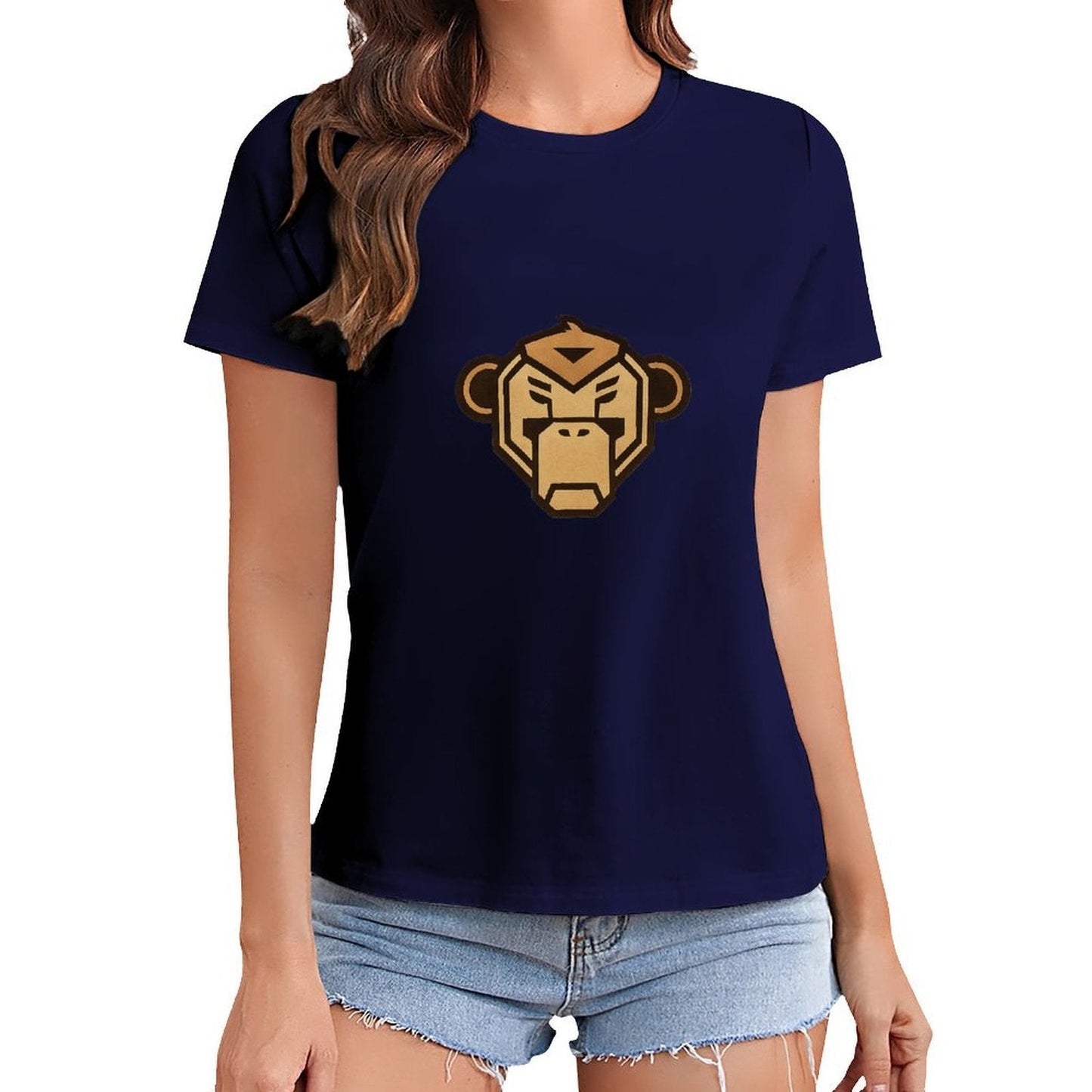 Gildan T-shirt Women Fierce Monkey Logo Design Spring and Summer Round Neck Short - sleeved Tops Women's Casual Sports T-shirt - TrendyLookz