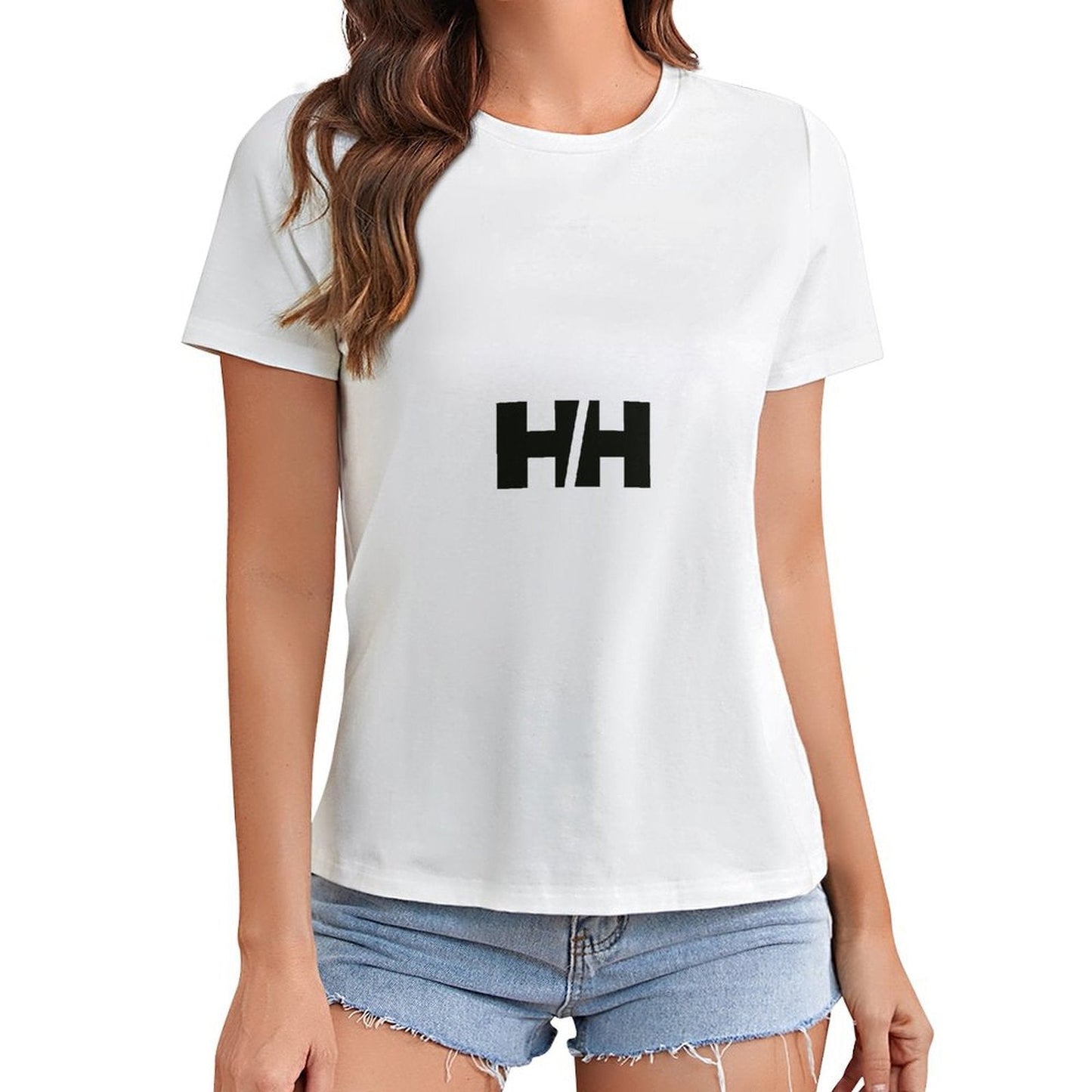 Gildan T-shirt Women Helly Hansen Brand Logo Spring and Summer Round Neck Short - sleeved Tops Women's Casual Sports T-shirt - TrendyLookz