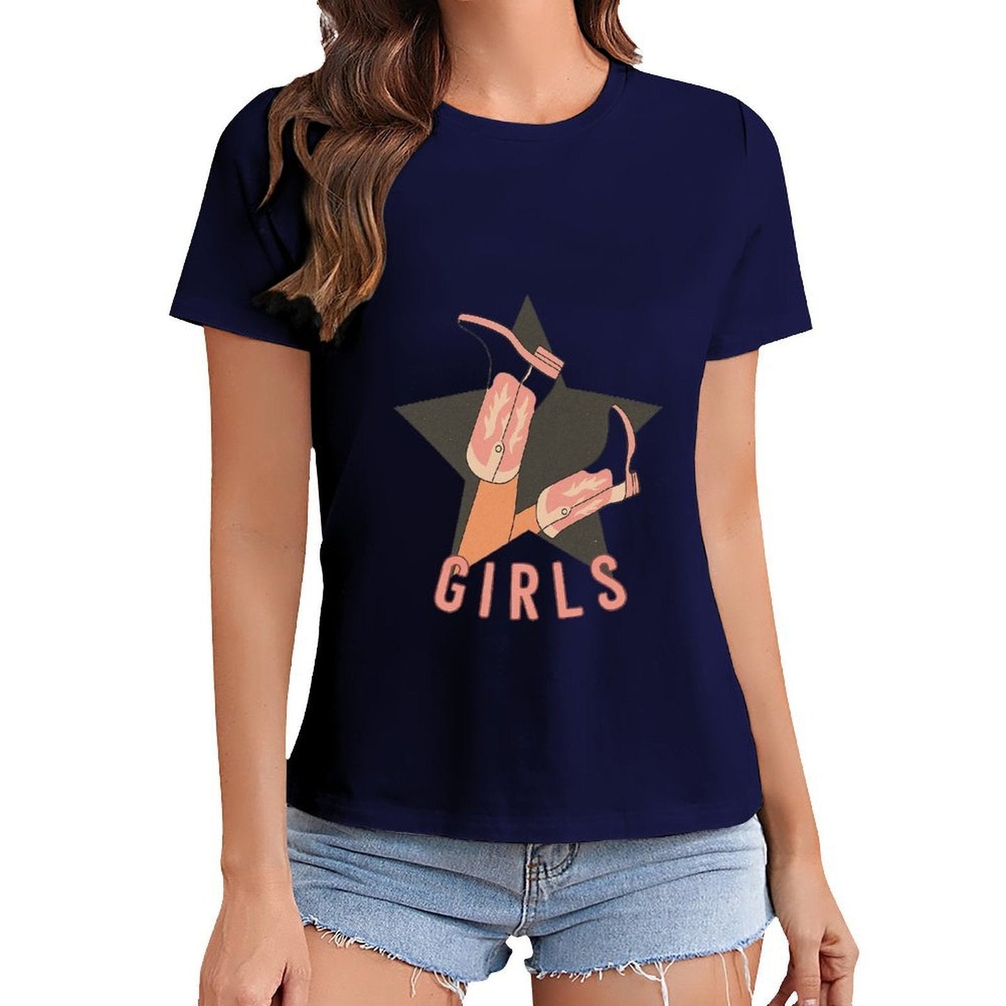 Gildan T-shirt Women Image - 0011 - U1 Spring and Summer Round Neck Short - sleeved Tops Women's Casual Sports T-shirt - TrendyLookz