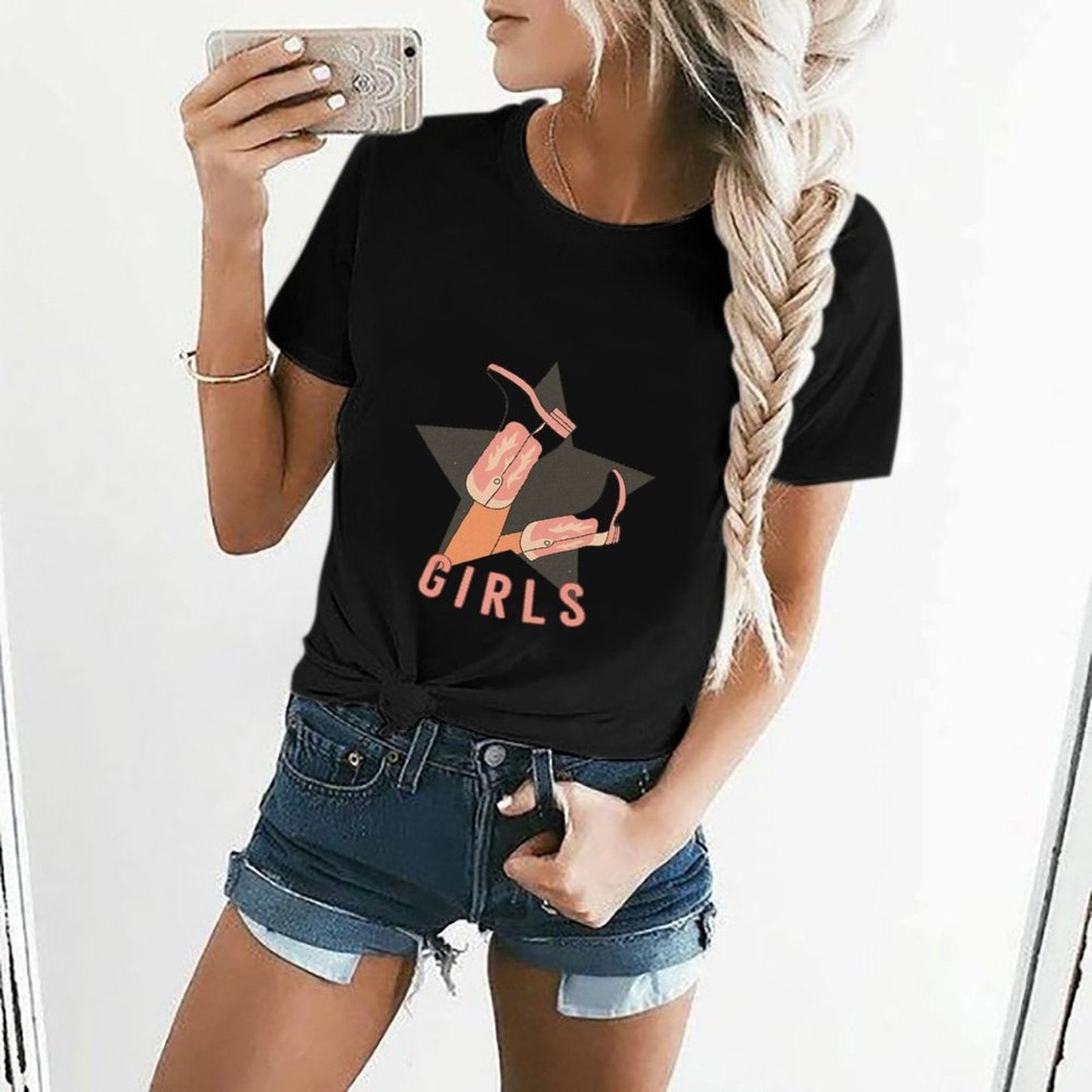 Gildan T-shirt Women Image - 0011 - U1 Spring and Summer Round Neck Short - sleeved Tops Women's Casual Sports T-shirt - TrendyLookz