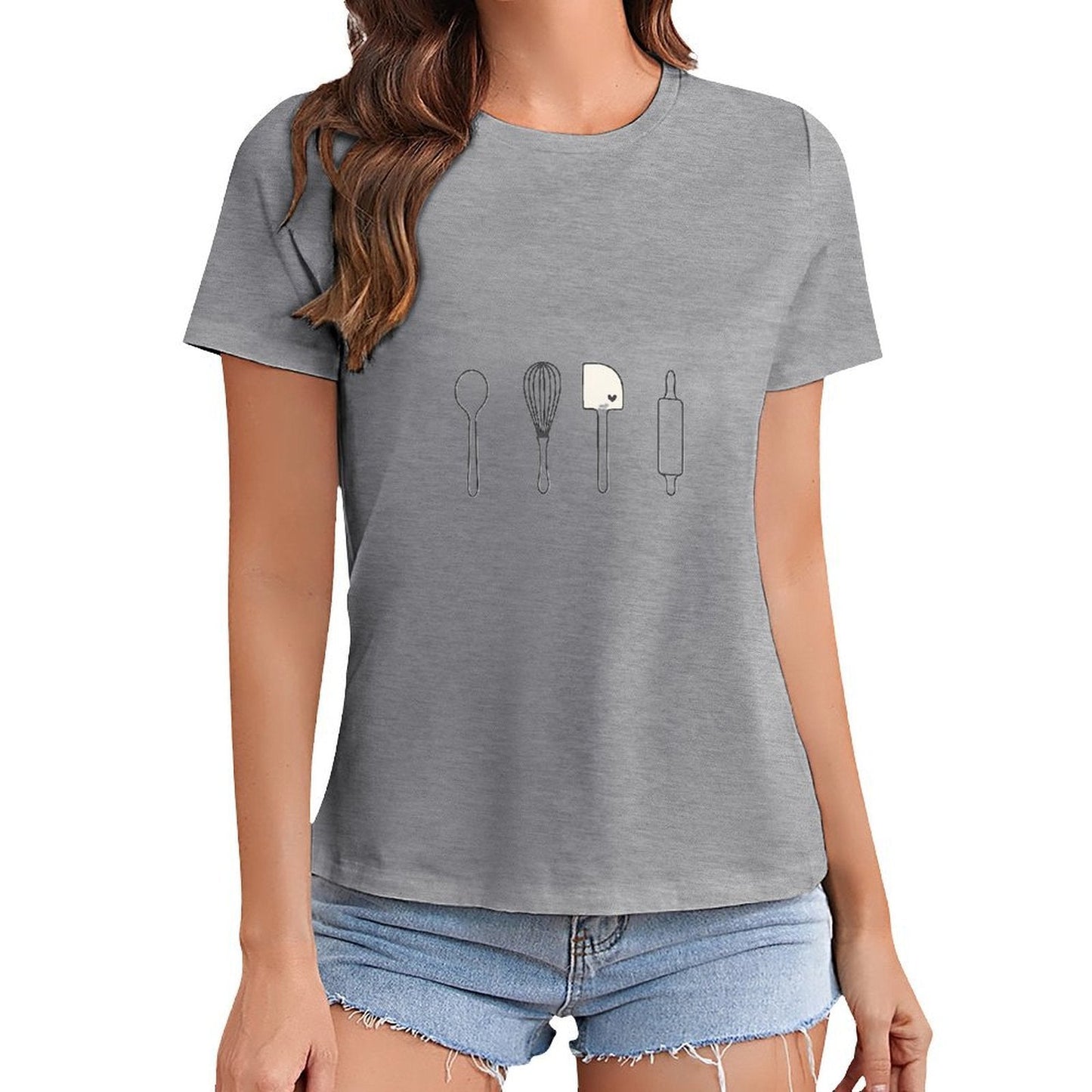 Gildan T-shirt Women Image - 0014 - U1 Spring and Summer Round Neck Short - sleeved Tops Women's Casual Sports T-shirt - TrendyLookz
