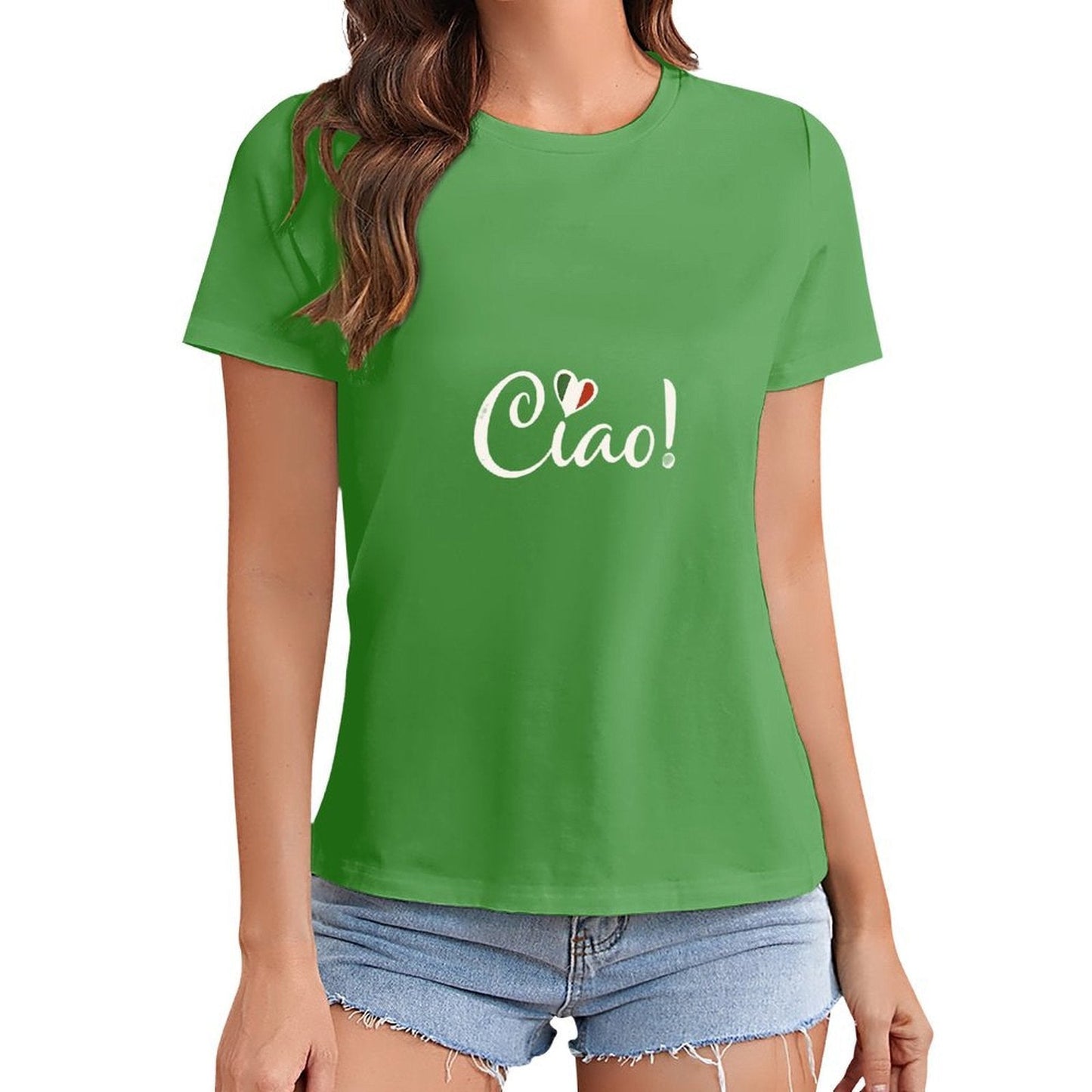 Gildan T-shirt Women Italian Greeting with Love - U1 Spring and Summer Round Neck Short - sleeved Tops Women's Casual Sports T-shirt - TrendyLookz