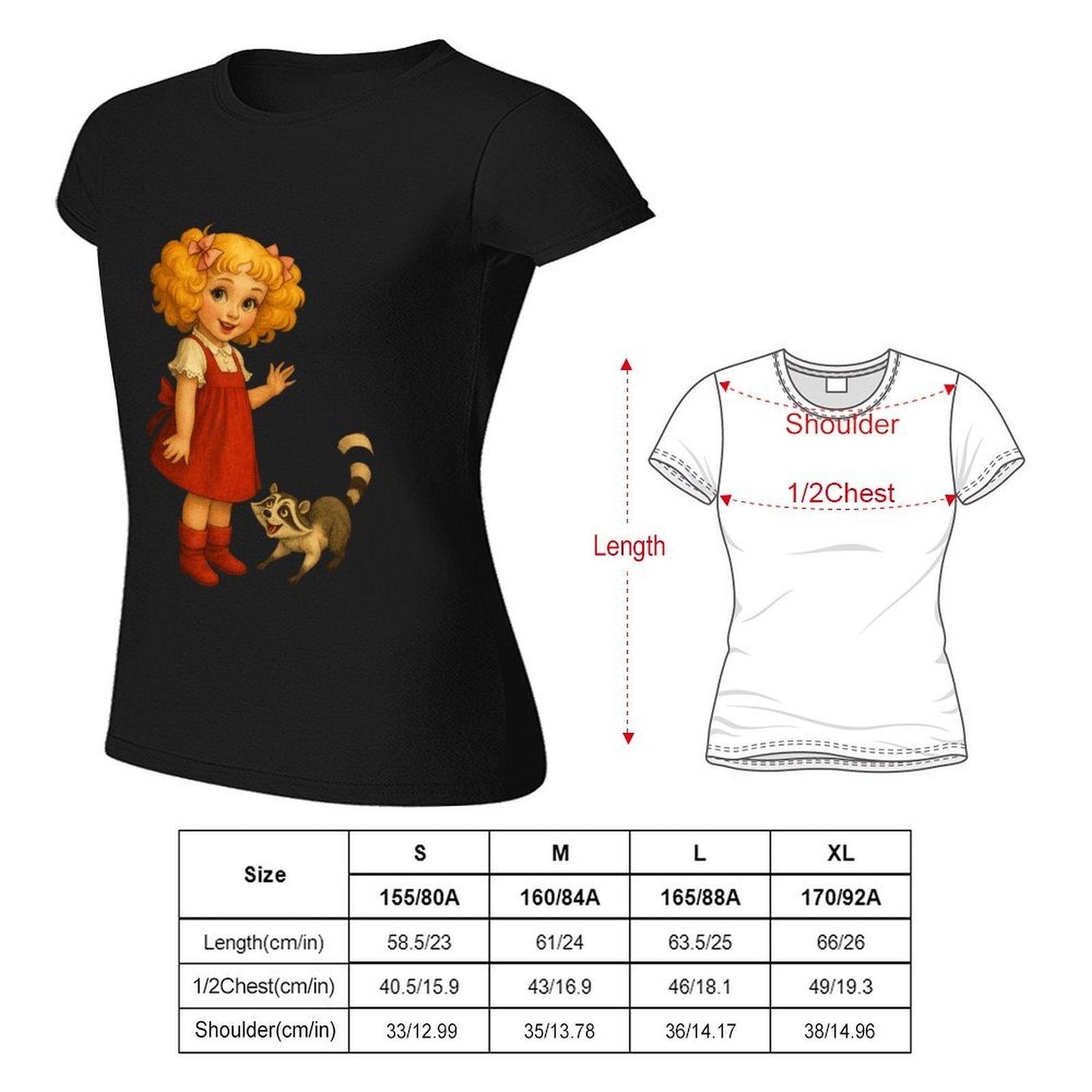 Gildan T-shirt Women Little Girl And Raccoon - U1 Spring and Summer Round Neck Short - sleeved Tops Women's Casual Sports T-shirt - TrendyLookz