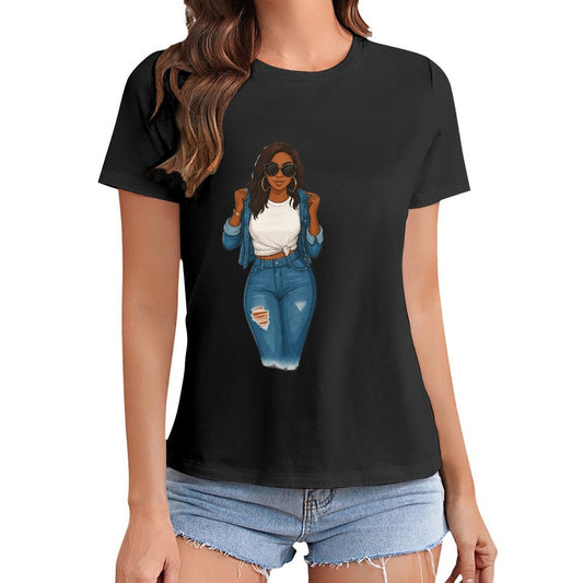 Gildan T-shirt Women Living My Best Life Spring and Summer Round Neck Short - sleeved Tops Women's Casual Sports T-shirt - TrendyLookz