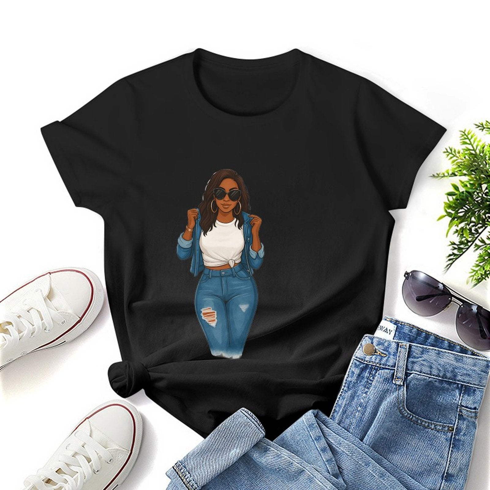 Gildan T-shirt Women Living My Best Life Spring and Summer Round Neck Short - sleeved Tops Women's Casual Sports T-shirt - TrendyLookz