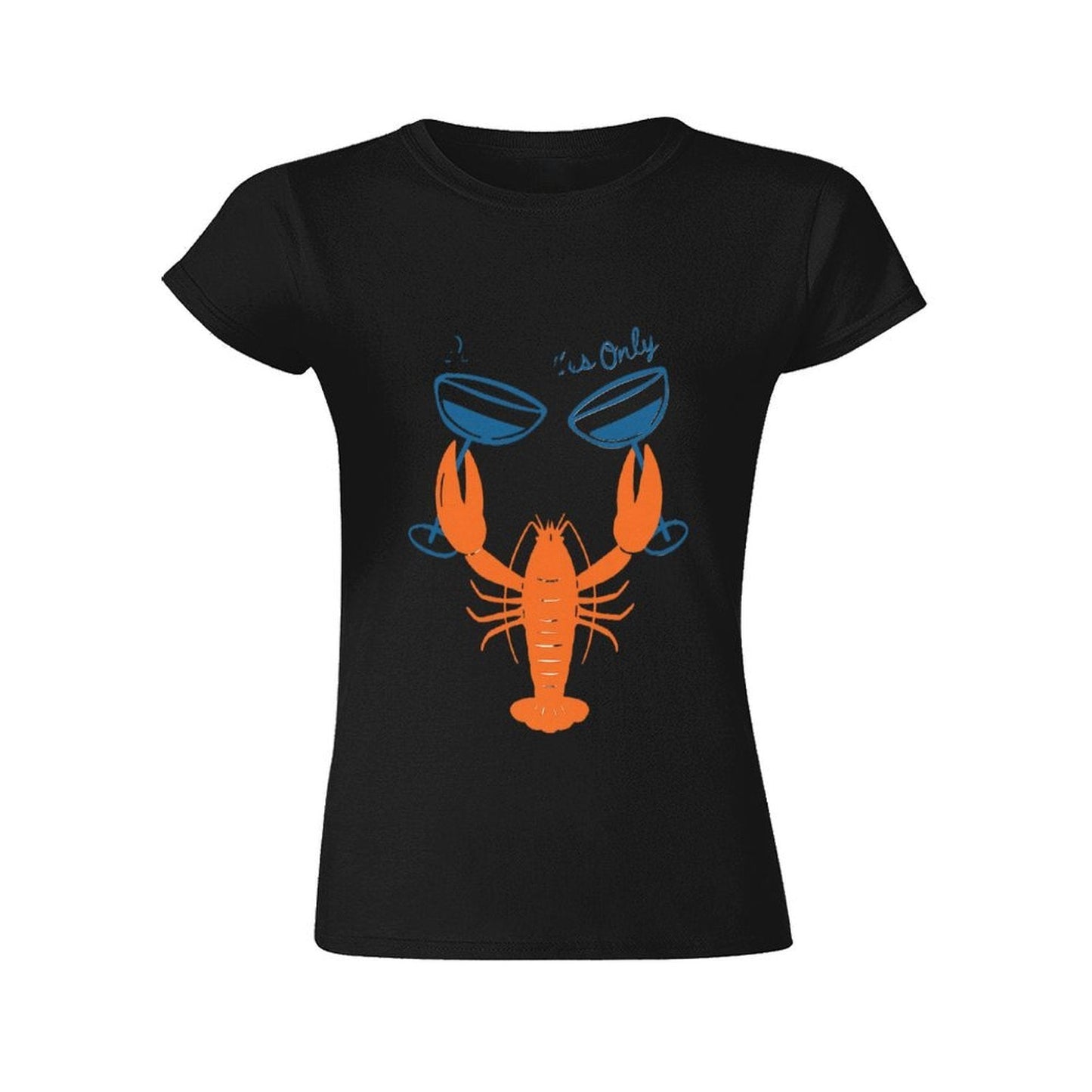 Gildan T-shirt Women Lobster Toasting Good Times Spring and Summer Round Neck Short - sleeved Tops Women's Casual Sports T-shirt - TrendyLookz