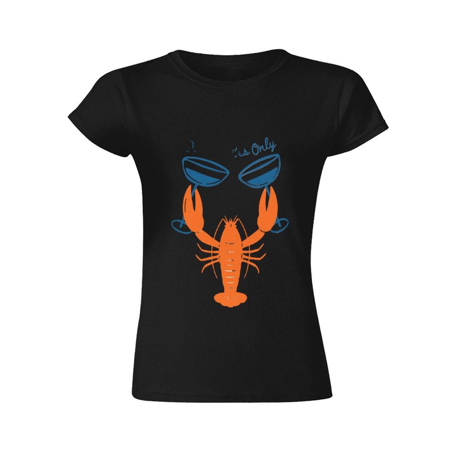 Gildan T-shirt Women Lobster Toasting Good Times Spring and Summer Round Neck Short - sleeved Tops Women's Casual Sports T-shirt - TrendyLookz