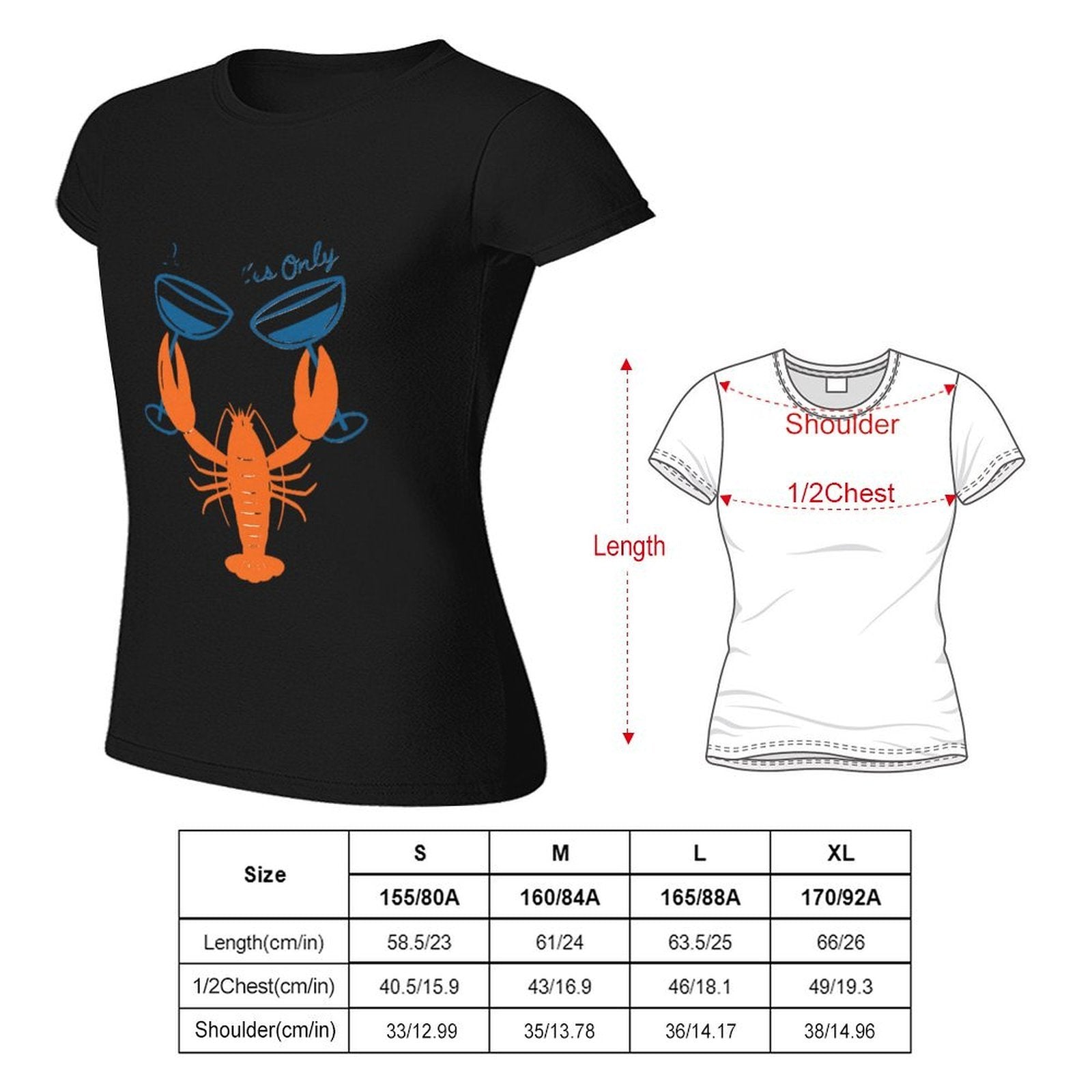 Gildan T-shirt Women Lobster Toasting Good Times Spring and Summer Round Neck Short - sleeved Tops Women's Casual Sports T-shirt - TrendyLookz