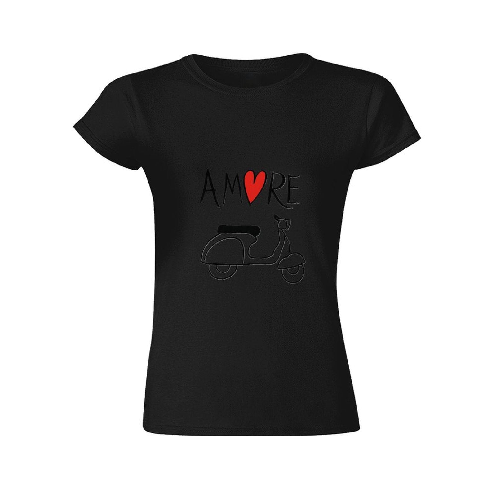 Gildan T-shirt Women Love And Vespa Ride Spring and Summer Round Neck Short - sleeved Tops Women's Casual Sports T-shirt - TrendyLookz