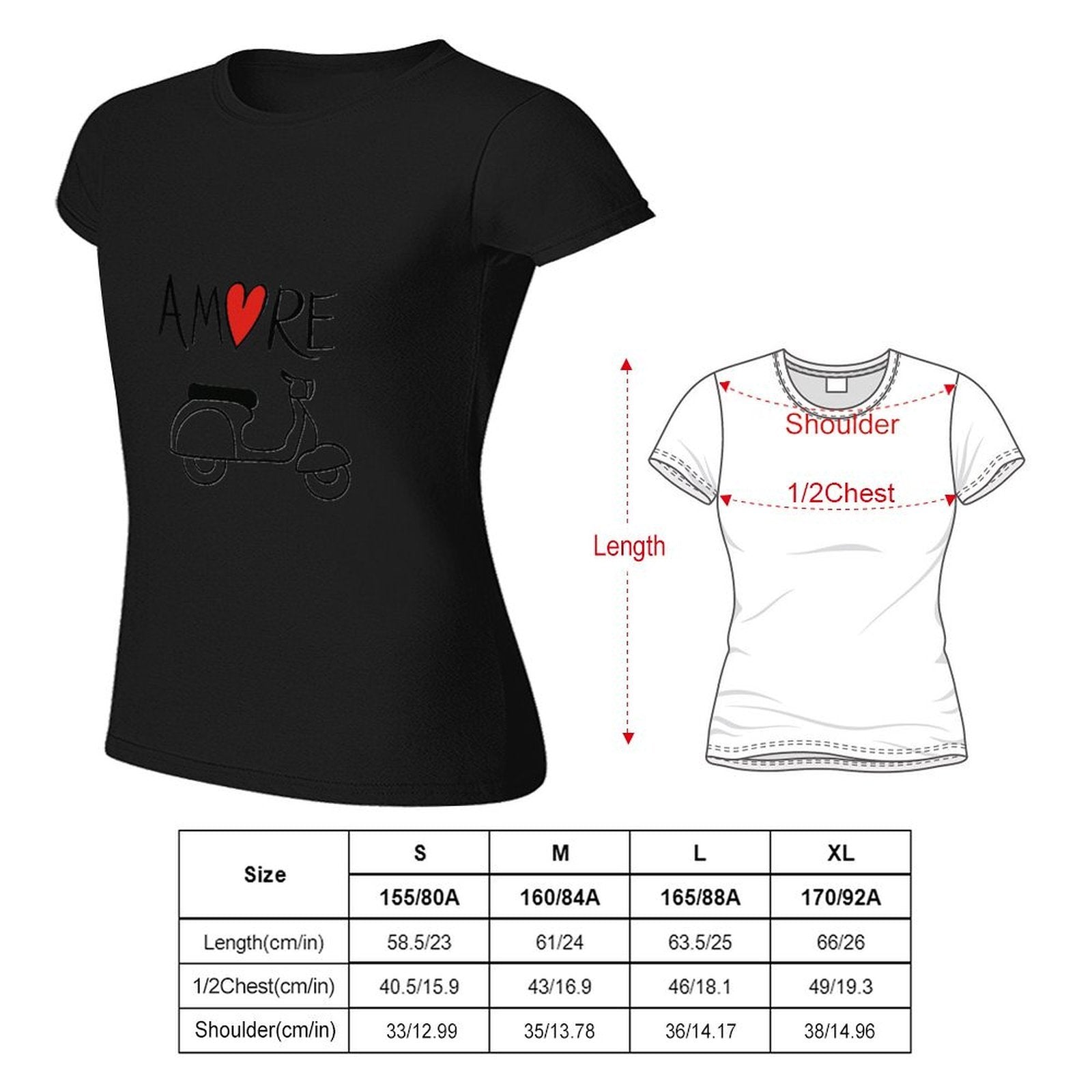 Gildan T-shirt Women Love And Vespa Ride Spring and Summer Round Neck Short - sleeved Tops Women's Casual Sports T-shirt - TrendyLookz