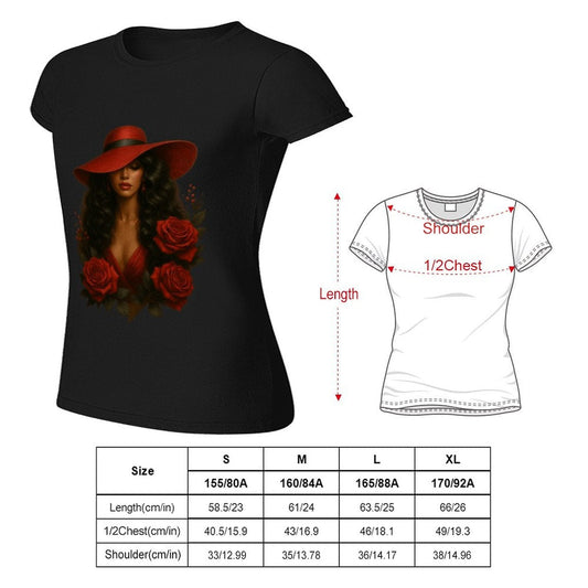 Gildan T-shirt Women Mystery in Red Elegance Spring and Summer Round Neck Short - sleeved Tops Women's Casual Sports T-shirt - TrendyLookz