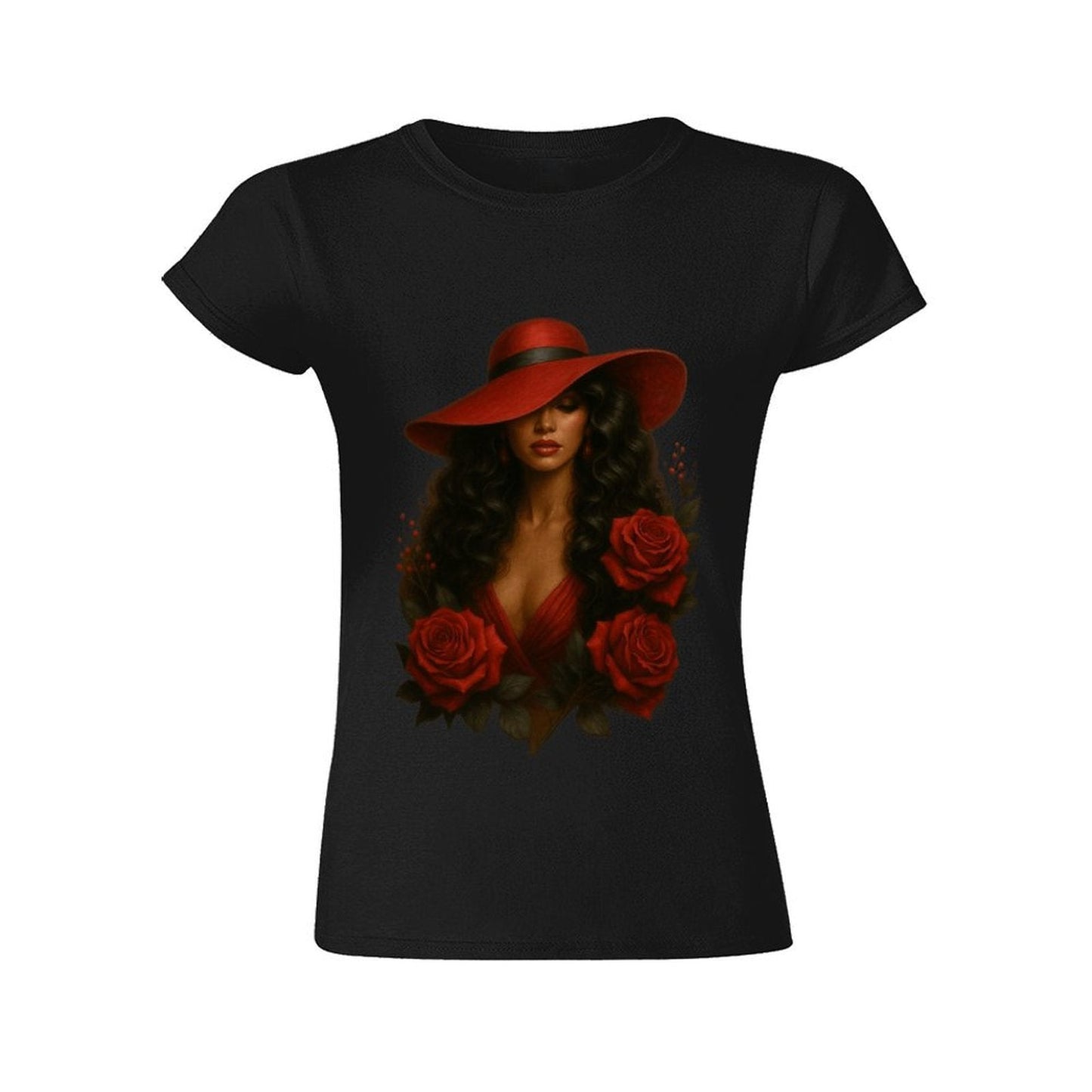 Gildan T-shirt Women Mystery in Red Elegance Spring and Summer Round Neck Short - sleeved Tops Women's Casual Sports T-shirt - TrendyLookz