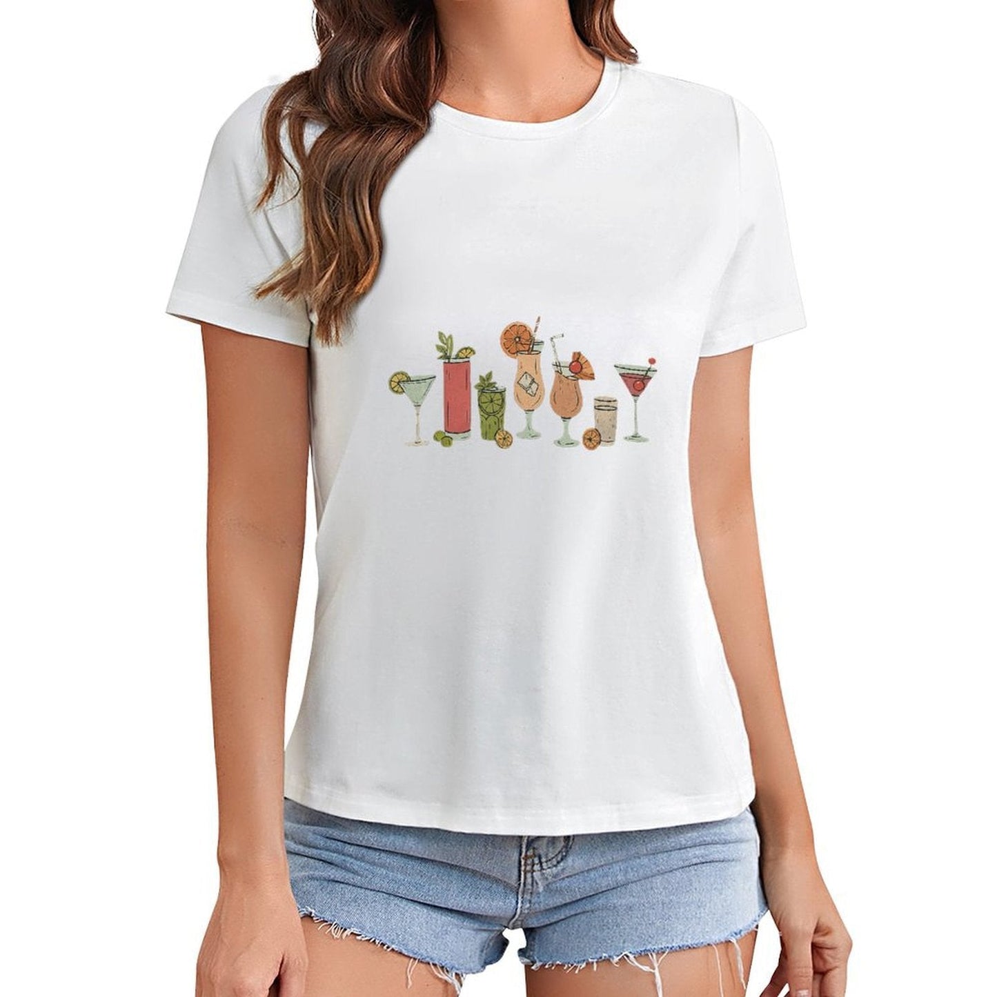 Gildan T-shirt Women Need Glasses At My Age Spring and Summer Round Neck Short - sleeved Tops Women's Casual Sports T-shirt - TrendyLookz