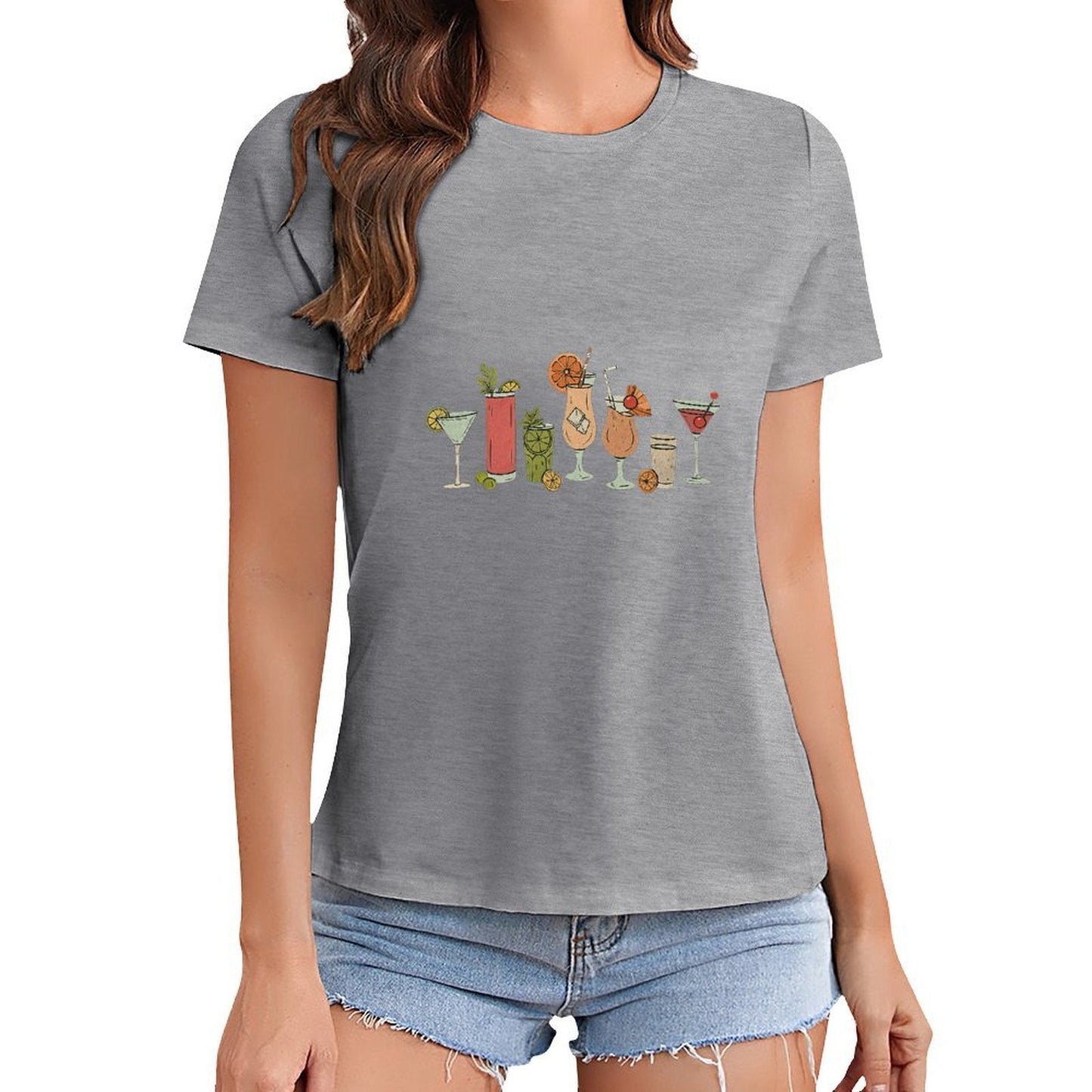Gildan T-shirt Women Need Glasses At My Age Spring and Summer Round Neck Short - sleeved Tops Women's Casual Sports T-shirt - TrendyLookz