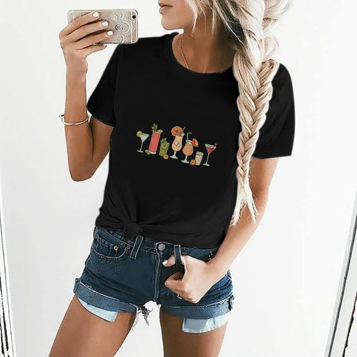 Gildan T-shirt Women Need Glasses At My Age Spring and Summer Round Neck Short - sleeved Tops Women's Casual Sports T-shirt - TrendyLookz