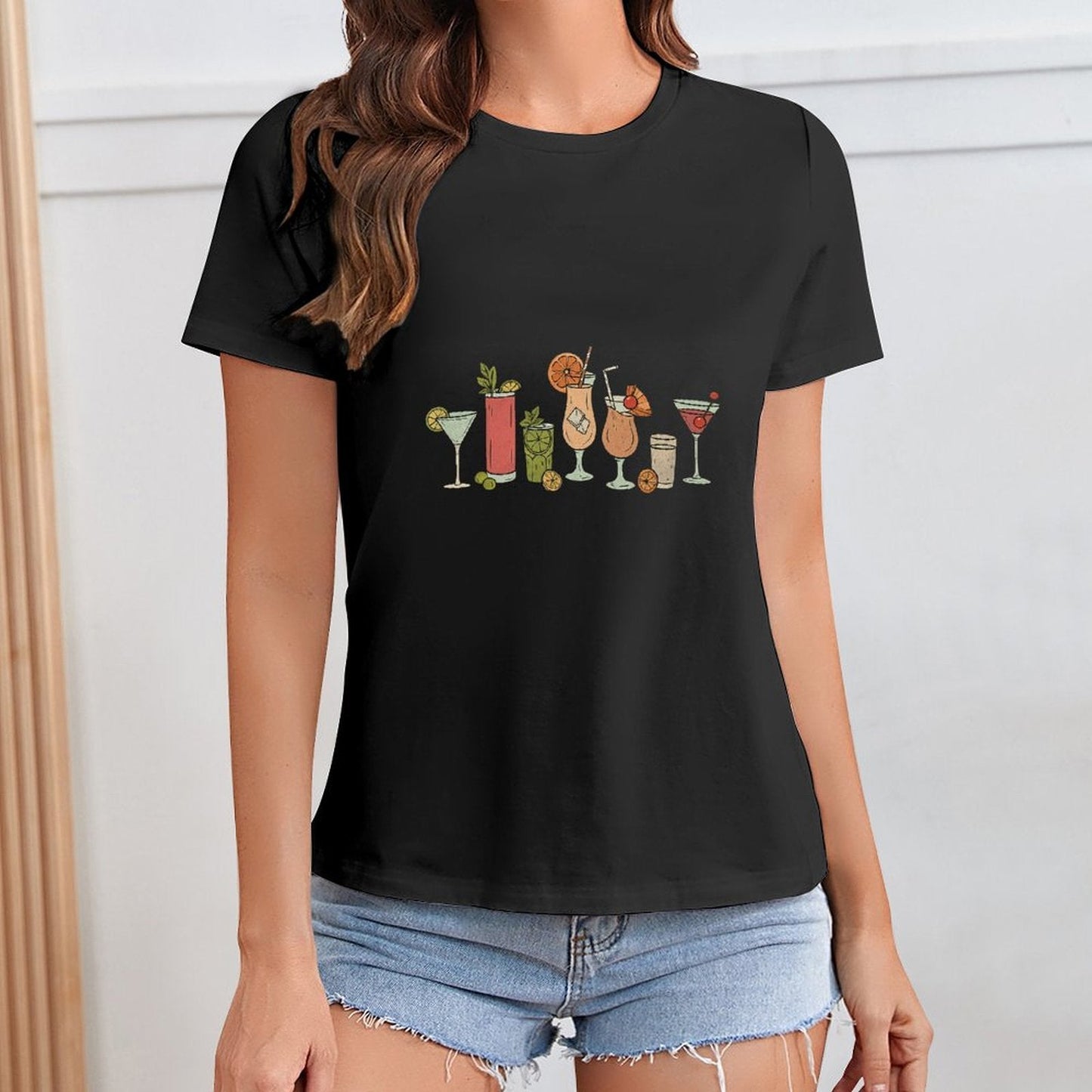 Gildan T-shirt Women Need Glasses At My Age Spring and Summer Round Neck Short - sleeved Tops Women's Casual Sports T-shirt - TrendyLookz