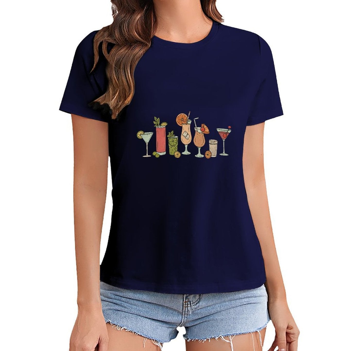Gildan T-shirt Women Need Glasses At My Age Spring and Summer Round Neck Short - sleeved Tops Women's Casual Sports T-shirt - TrendyLookz