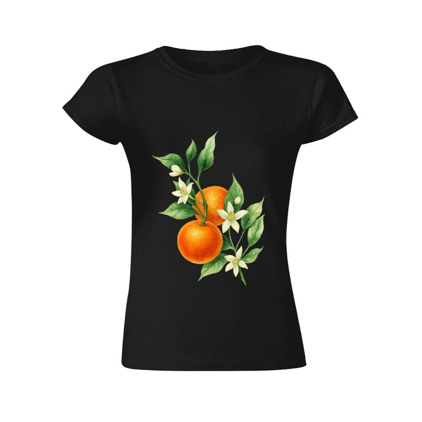 Gildan T-shirt Women Orange Blossoms And Fruit Spring and Summer Round Neck Short - sleeved Tops Women's Casual Sports T-shirt - TrendyLookz