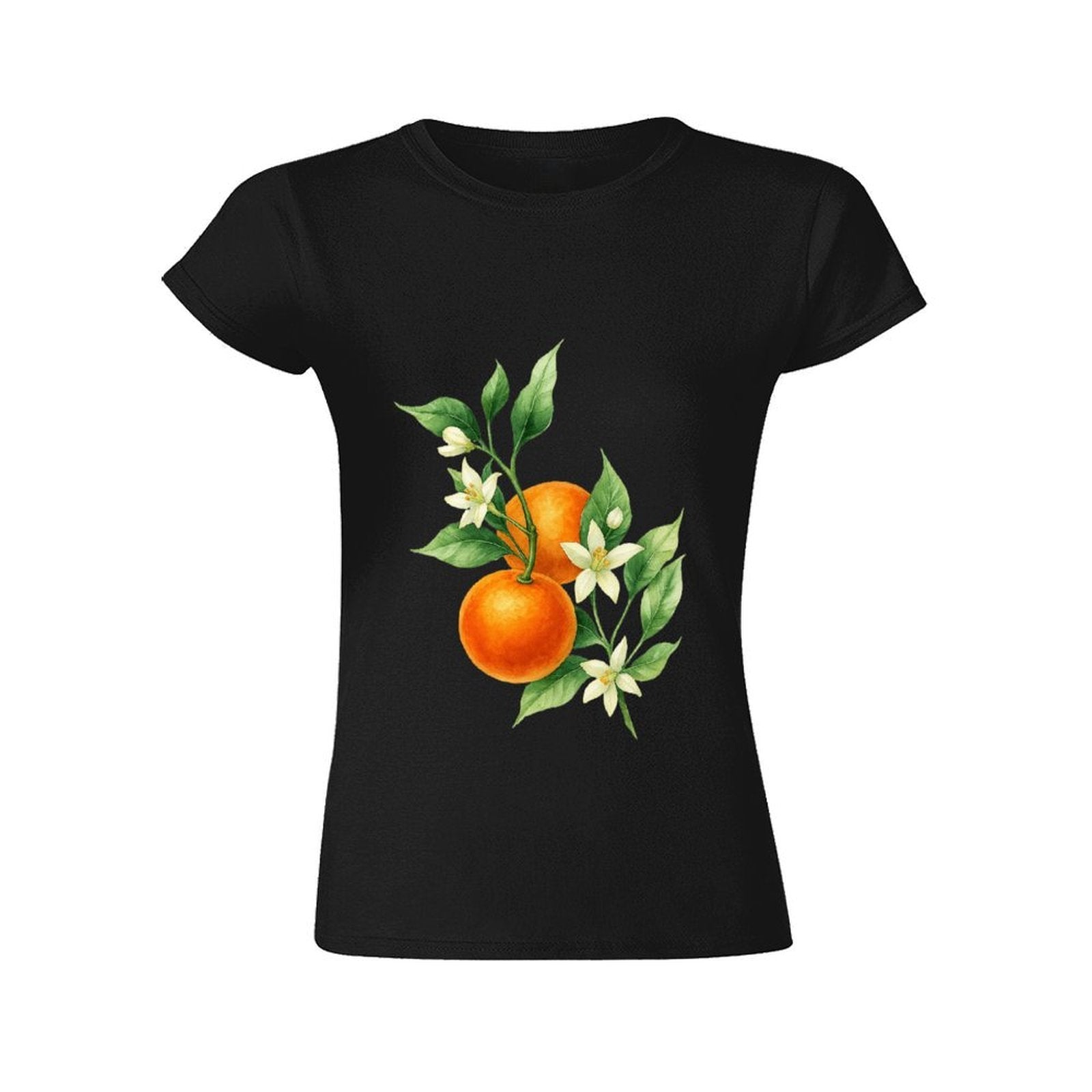 Gildan T-shirt Women Orange Blossoms And Fruit Spring and Summer Round Neck Short - sleeved Tops Women's Casual Sports T-shirt - TrendyLookz