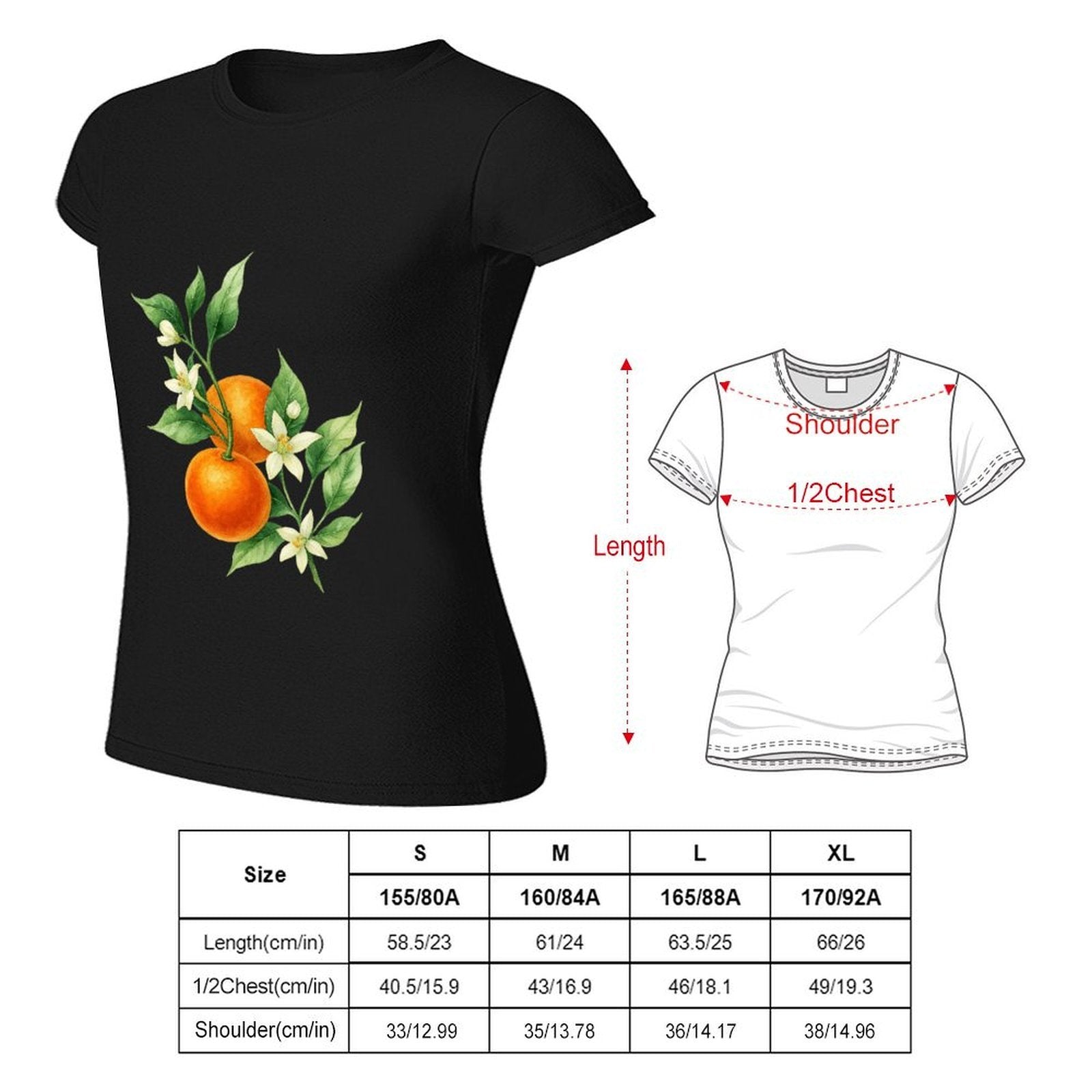 Gildan T-shirt Women Orange Blossoms And Fruit Spring and Summer Round Neck Short - sleeved Tops Women's Casual Sports T-shirt - TrendyLookz