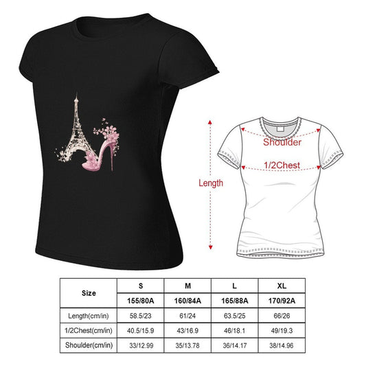Gildan T-shirt Women Paris Fashion Blossom Elegance Spring and Summer Round Neck Short - sleeved Tops Women's Casual Sports T-shirt - TrendyLookz