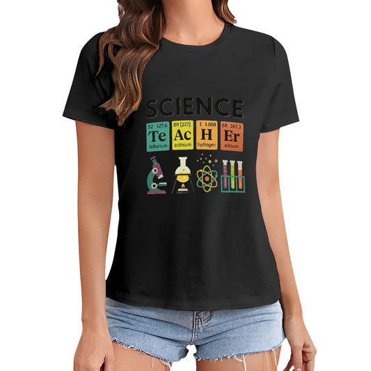 Gildan T-shirt Women Periodic Table Science Teacher Spring and Summer Round Neck Short - sleeved Tops Women's Casual Sports T-shirt - TrendyLookz