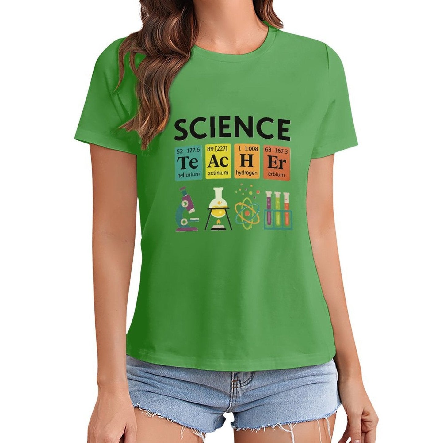 Gildan T-shirt Women Periodic Table Science Teacher Spring and Summer Round Neck Short - sleeved Tops Women's Casual Sports T-shirt - TrendyLookz