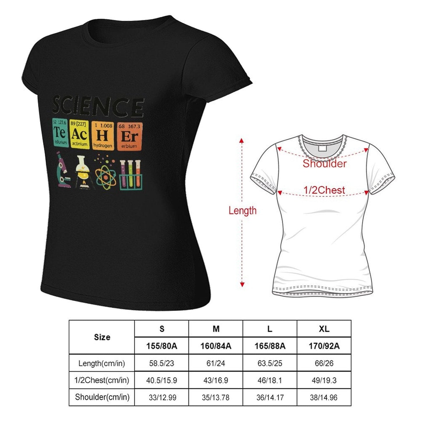 Gildan T-shirt Women Periodic Table Science Teacher Spring and Summer Round Neck Short - sleeved Tops Women's Casual Sports T-shirt - TrendyLookz