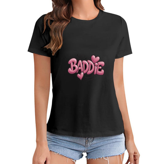 Gildan T-shirt Women Pink Baddie Graffiti Hearts - U1 Spring and Summer Round Neck Short - sleeved Tops Women's Casual Sports T-shirt - TrendyLookz