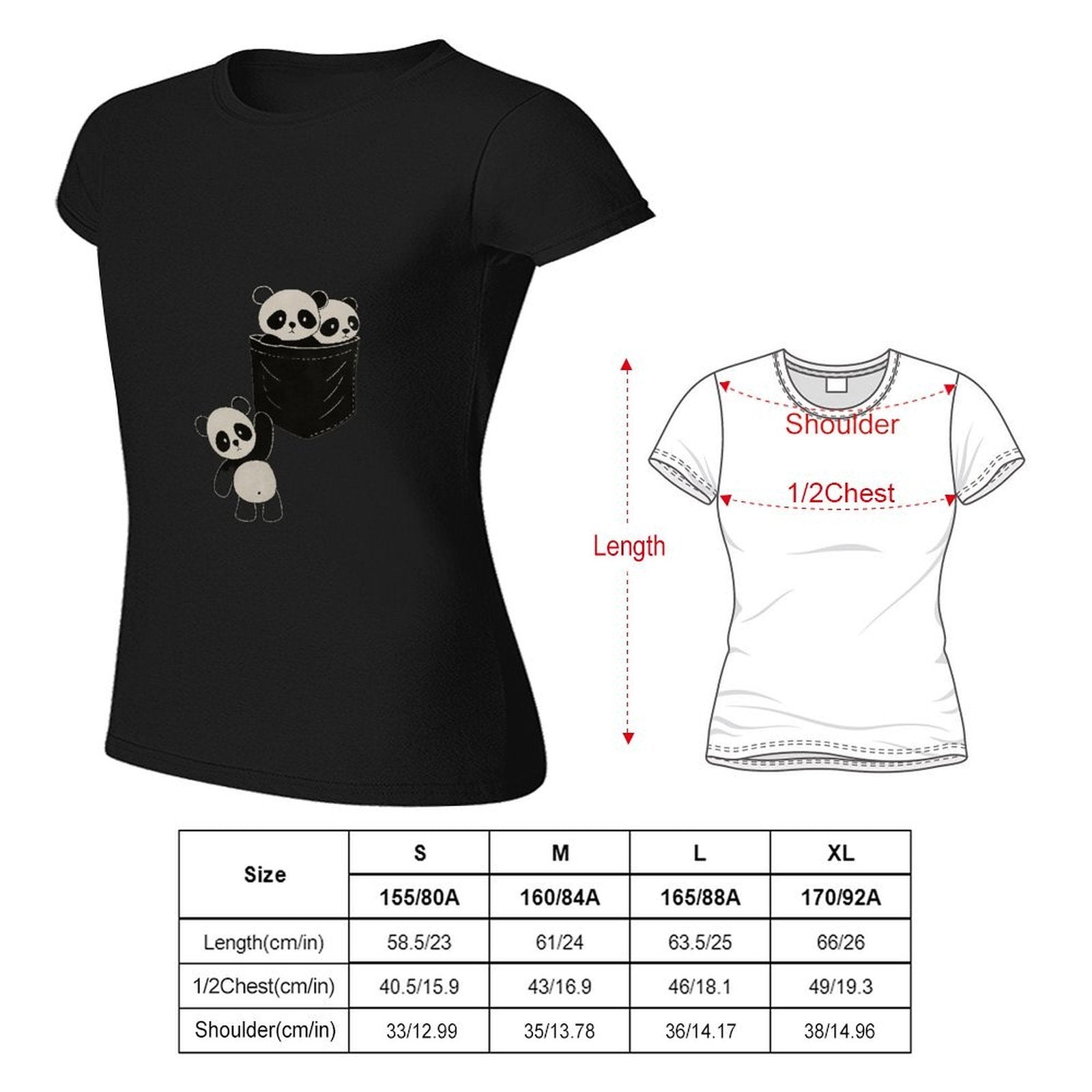 Gildan T-shirt Women Pocketful of Pandas Spring and Summer Round Neck Short - sleeved Tops Women's Casual Sports T-shirt - TrendyLookz