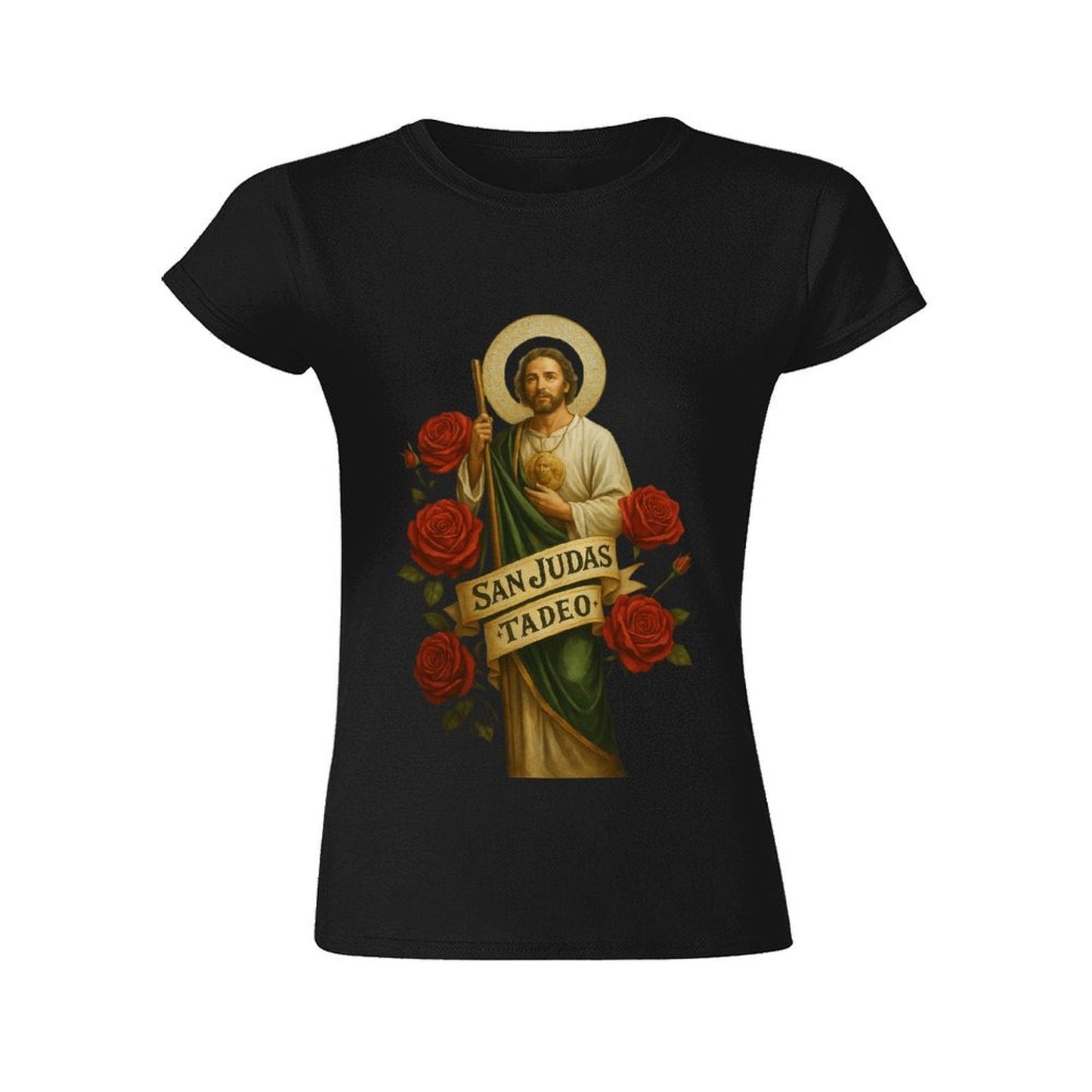 Gildan T-shirt Women Saint Jude Thaddeus Iconography Spring and Summer Round Neck Short - sleeved Tops Women's Casual Sports T-shirt - TrendyLookz