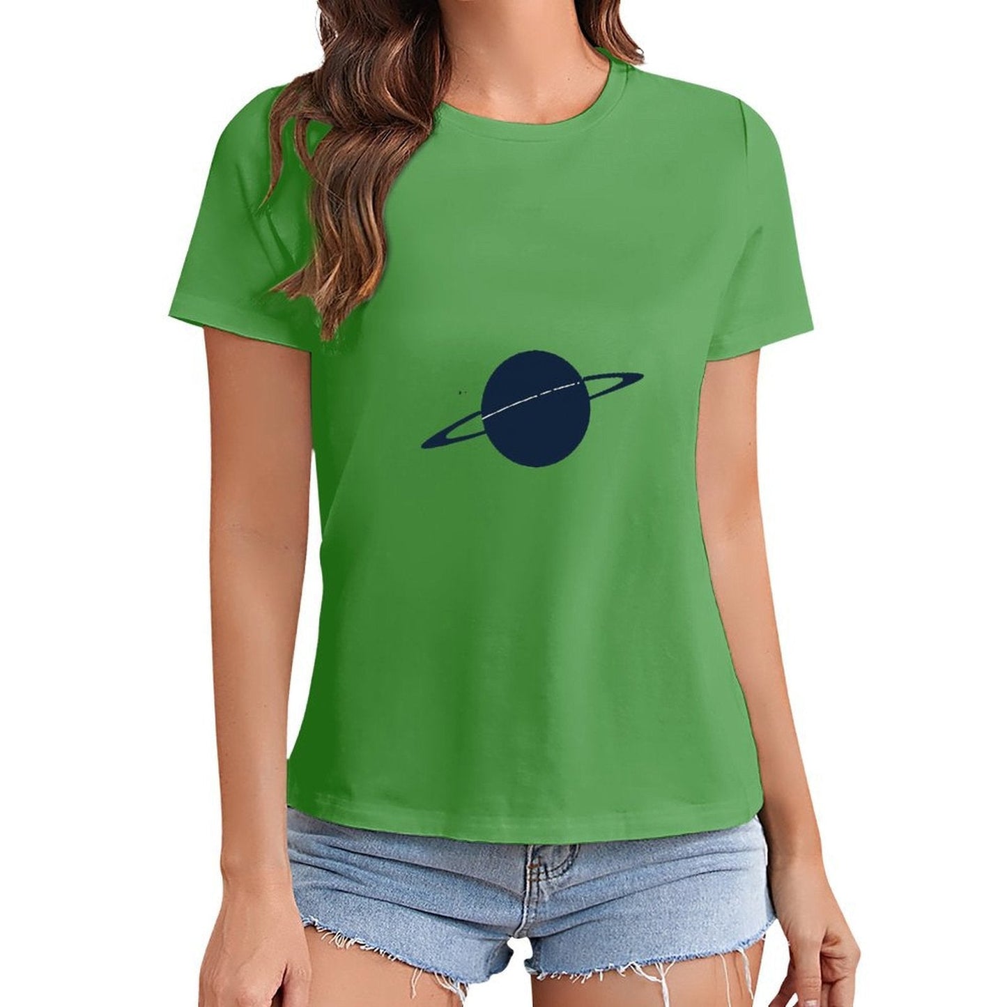 Gildan T-shirt Women Saturn Cosmic Science Rings Spring and Summer Round Neck Short - sleeved Tops Women's Casual Sports T-shirt - TrendyLookz